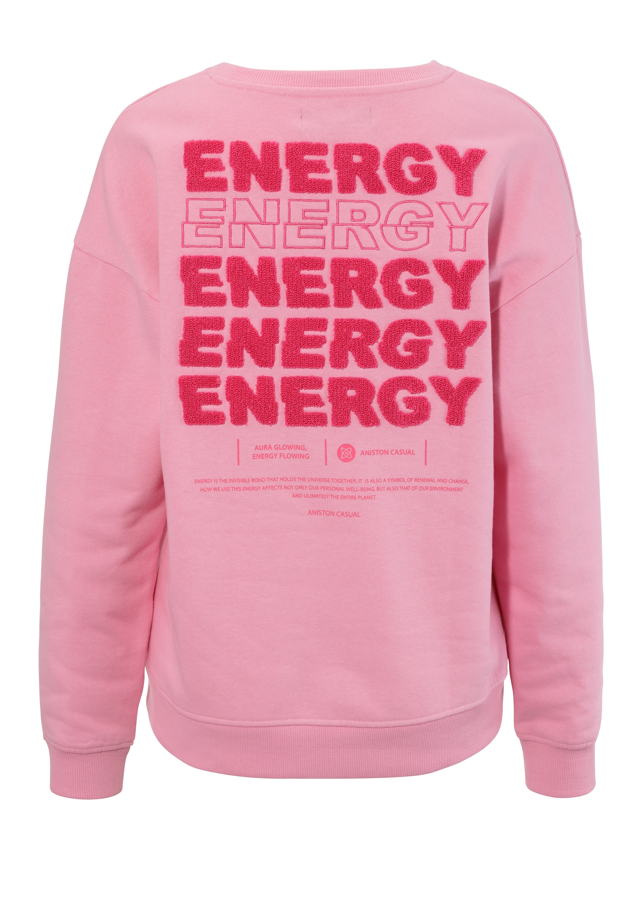 Aniston CASUAL Sweatshirt , hinten mit Applikationen, Stickerei und Schriftzügen
