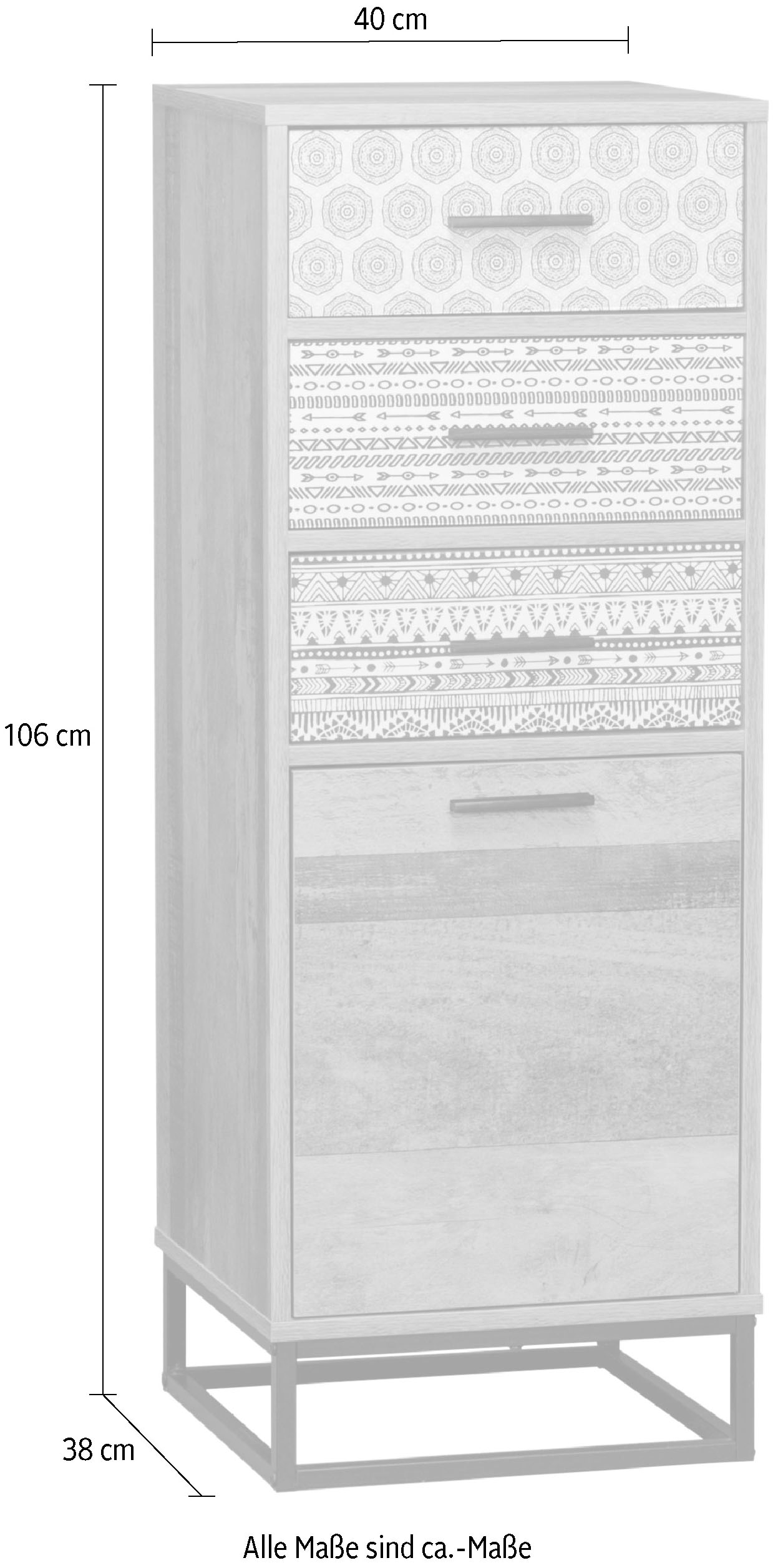 SIT Commode »Kappeln mit 3 Schubladen und Tür in Holzoptik« Façades décoratives à motifs noir et blanc dans un design scandinave