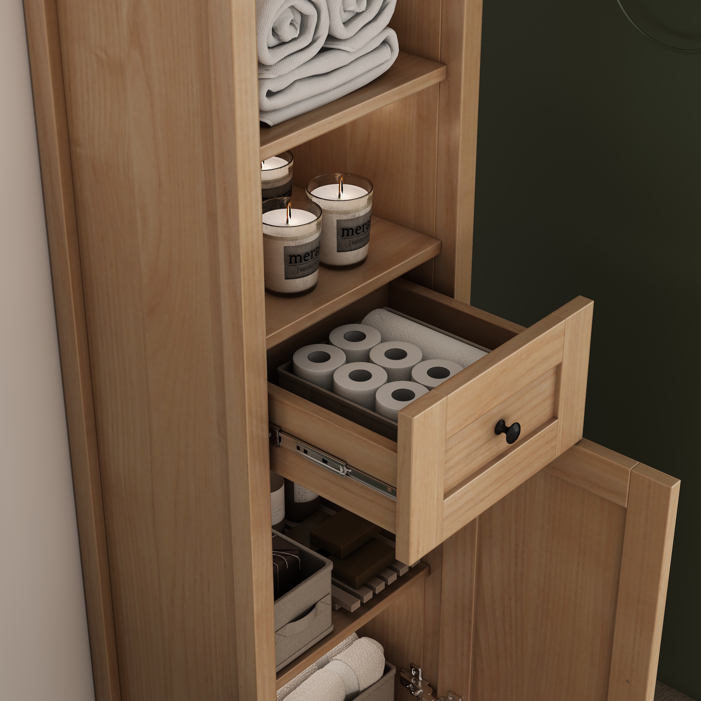 welltime Armoire haute »STOCKHOLM« Badschrank Breite 40cm mit Glastür