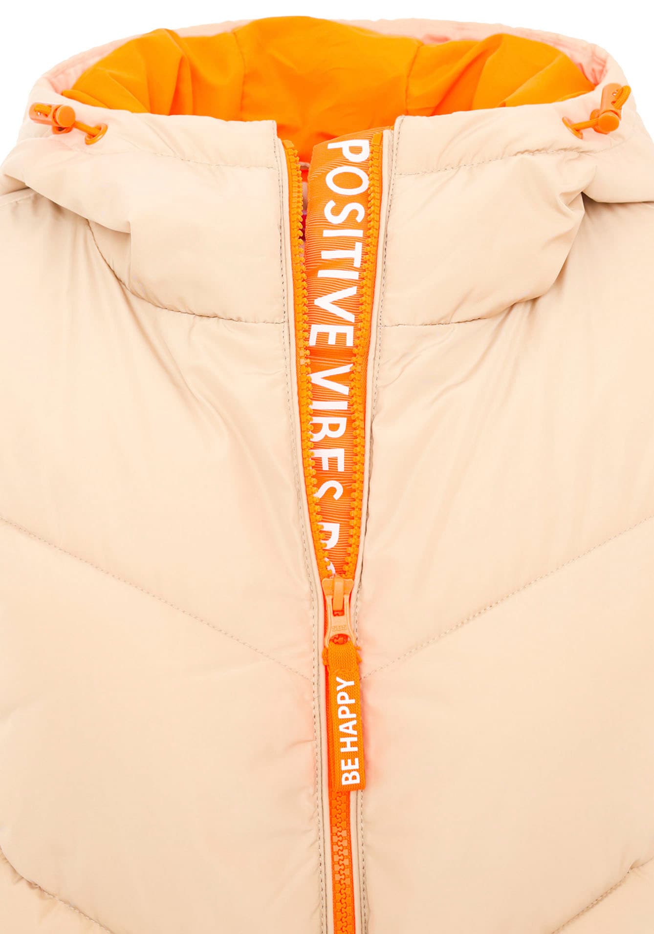 Zwillingsherz Veste matelassée »"Positive Mind"« avec capuche double fermeture éclair, capuche avec inscription au dos, détails contrastés, chaud