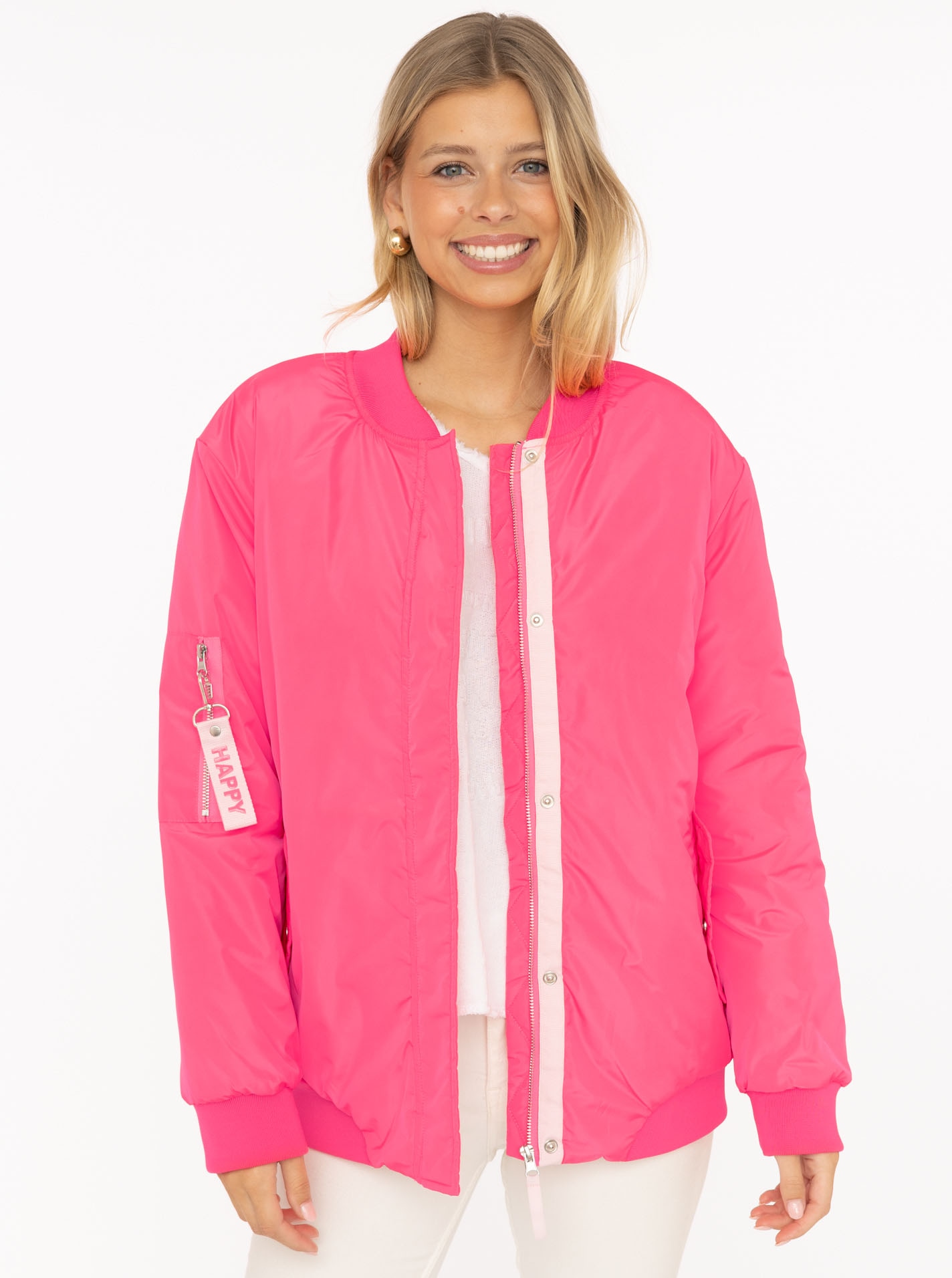 Zwillingsherz Bomberjacke »"Happy"« ohne Kapuze verdeckter Reissveschluss, Taschen
