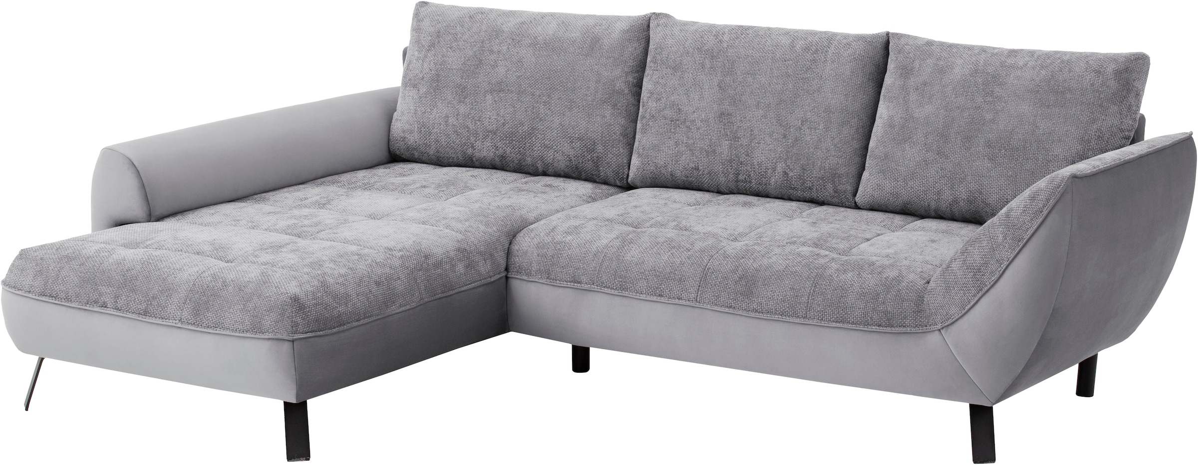 exxpo - sofa fashion Canapé d'angle »Bellinii, Materialmix, Strukturbezug und pflegeleichter Microvelours« bequem und modern, Materialmix, L-Form