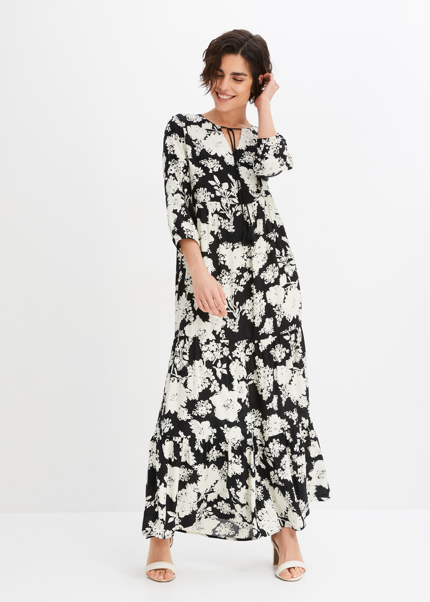 bonprix Maxi robe für Frühling und Sommer, aus Viskose, ausgestellte Passform