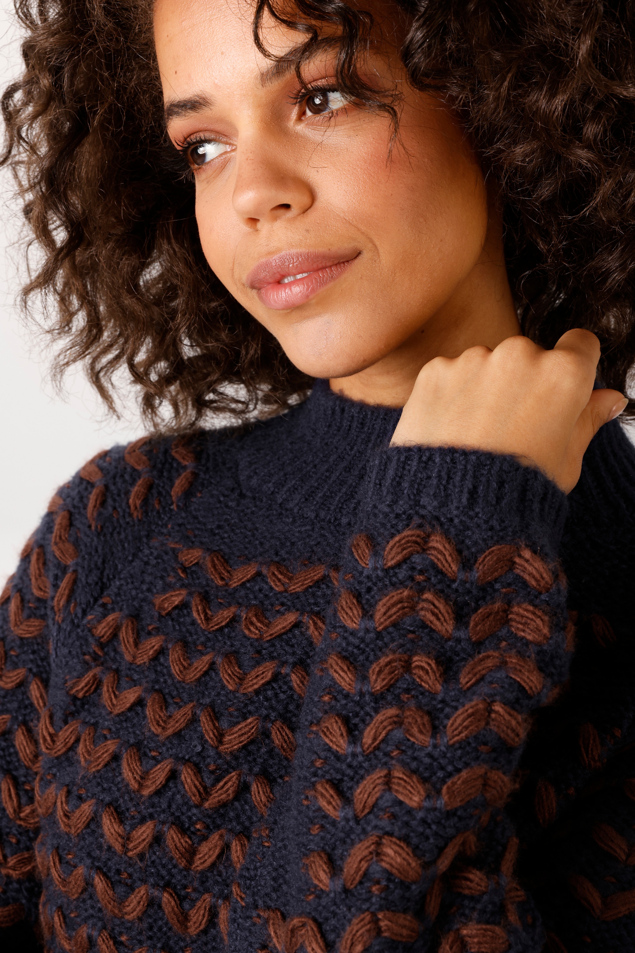 Aniston CASUAL Pull en tricot effet 3D avec feuilles tricotées - NOUVELLE COLLECTION
