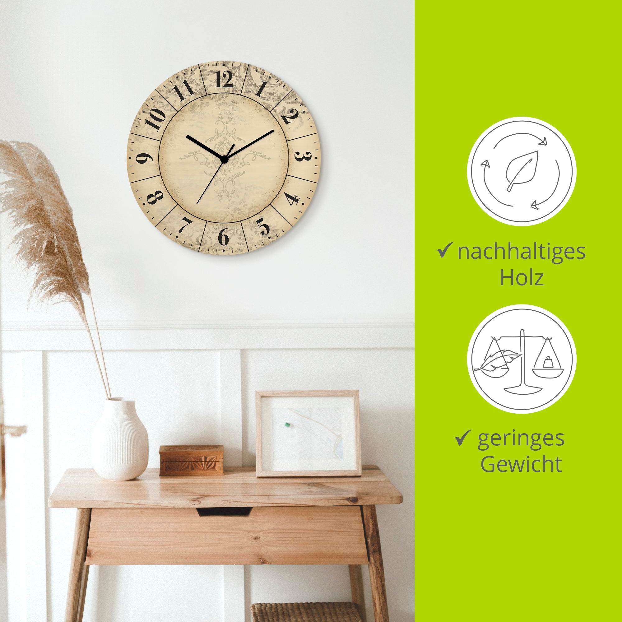 Artland Wanduhr »Vintage Zeitflüsterer« wahlweise mit  Quarz- oder Funkuhrwerk, lautlos ohne Tickgeräusche