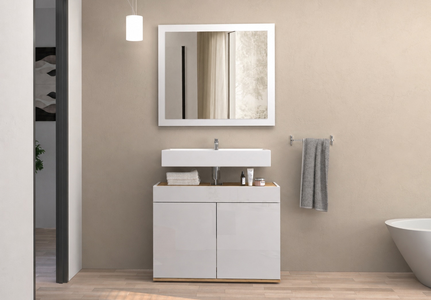 welltime Miroir de salle de bain »Garda, Waschbeckenunterschrank,Breite 80 cm,Waschtisch« Breite 80 cm- Passend zur Serie Garda