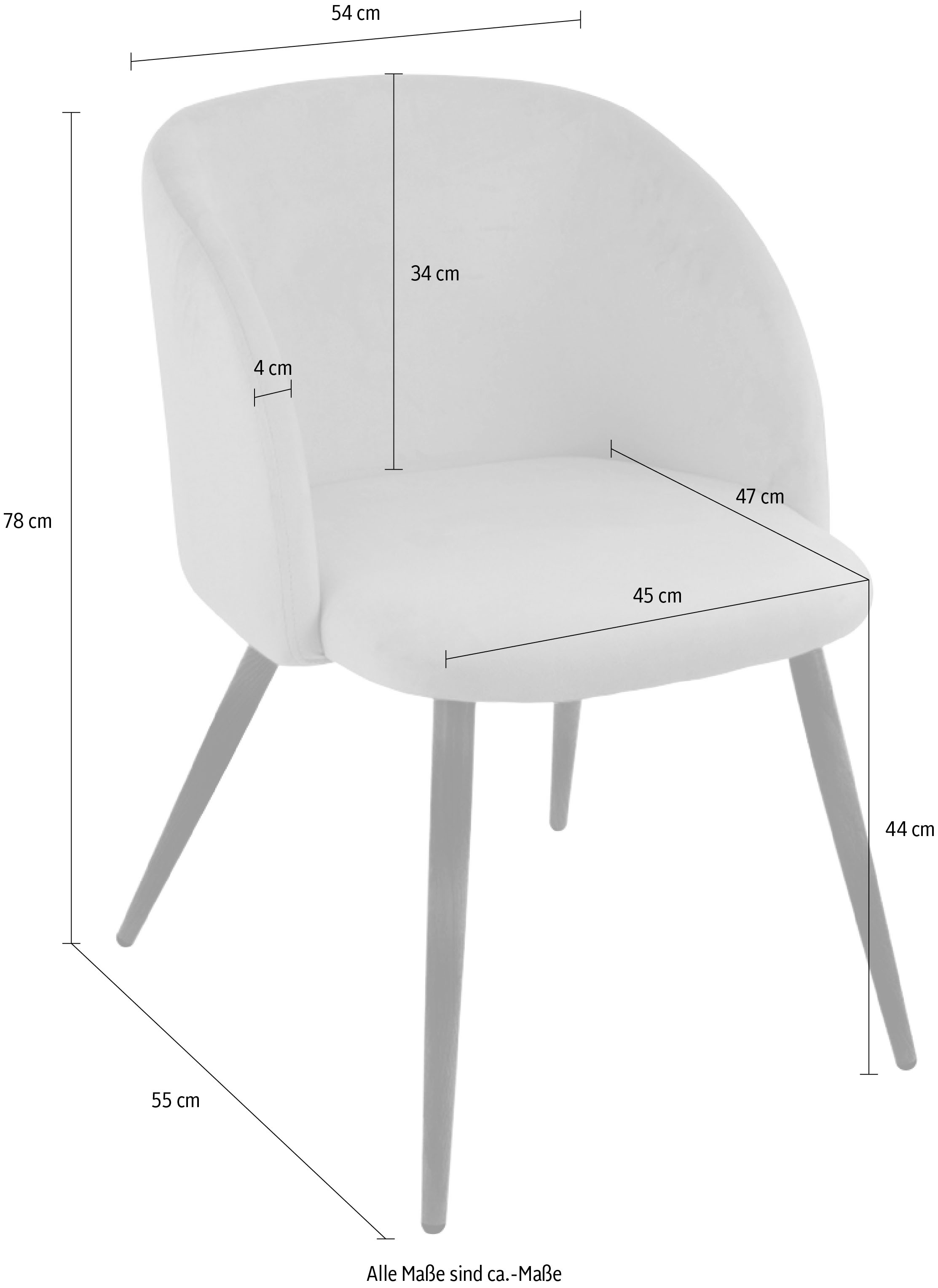 Paroli Armlehnstuhl »Dali« (Set) 2 Stk.(2 oder 4 Stück), mit Veloursbezug und in 2 Gestellfarben