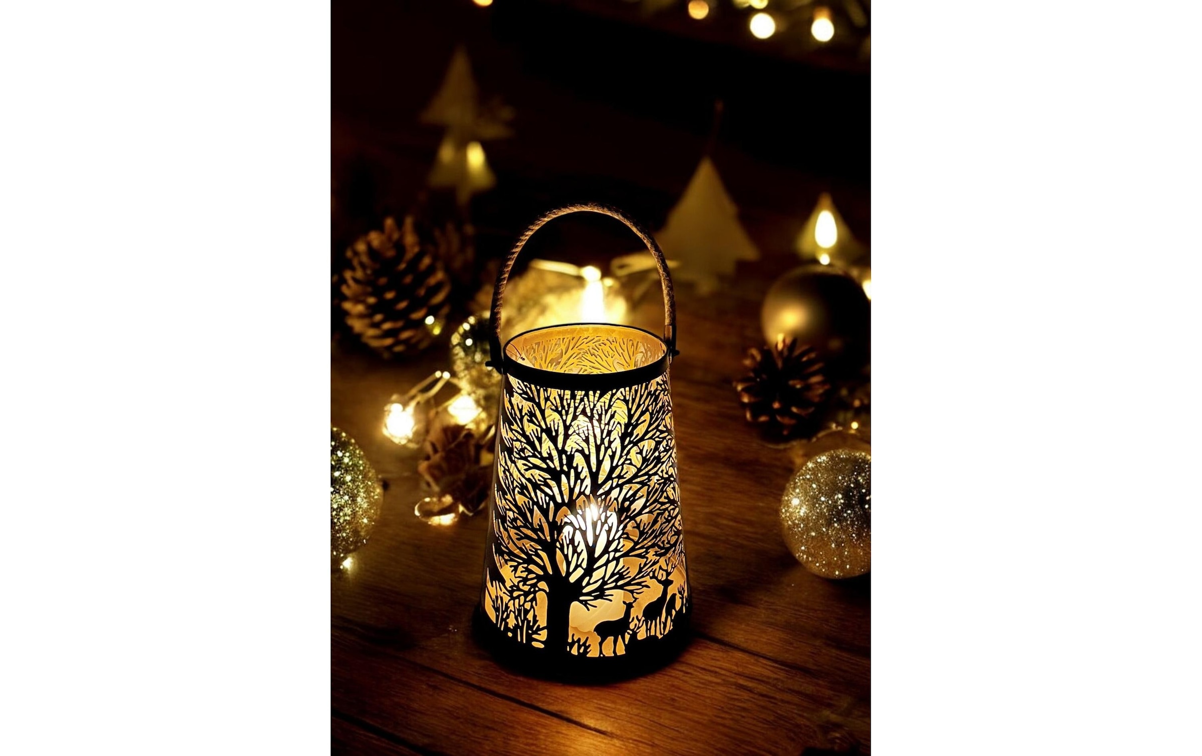   Laterne »Dameco Forest 41 cm Gold/Schwarz«