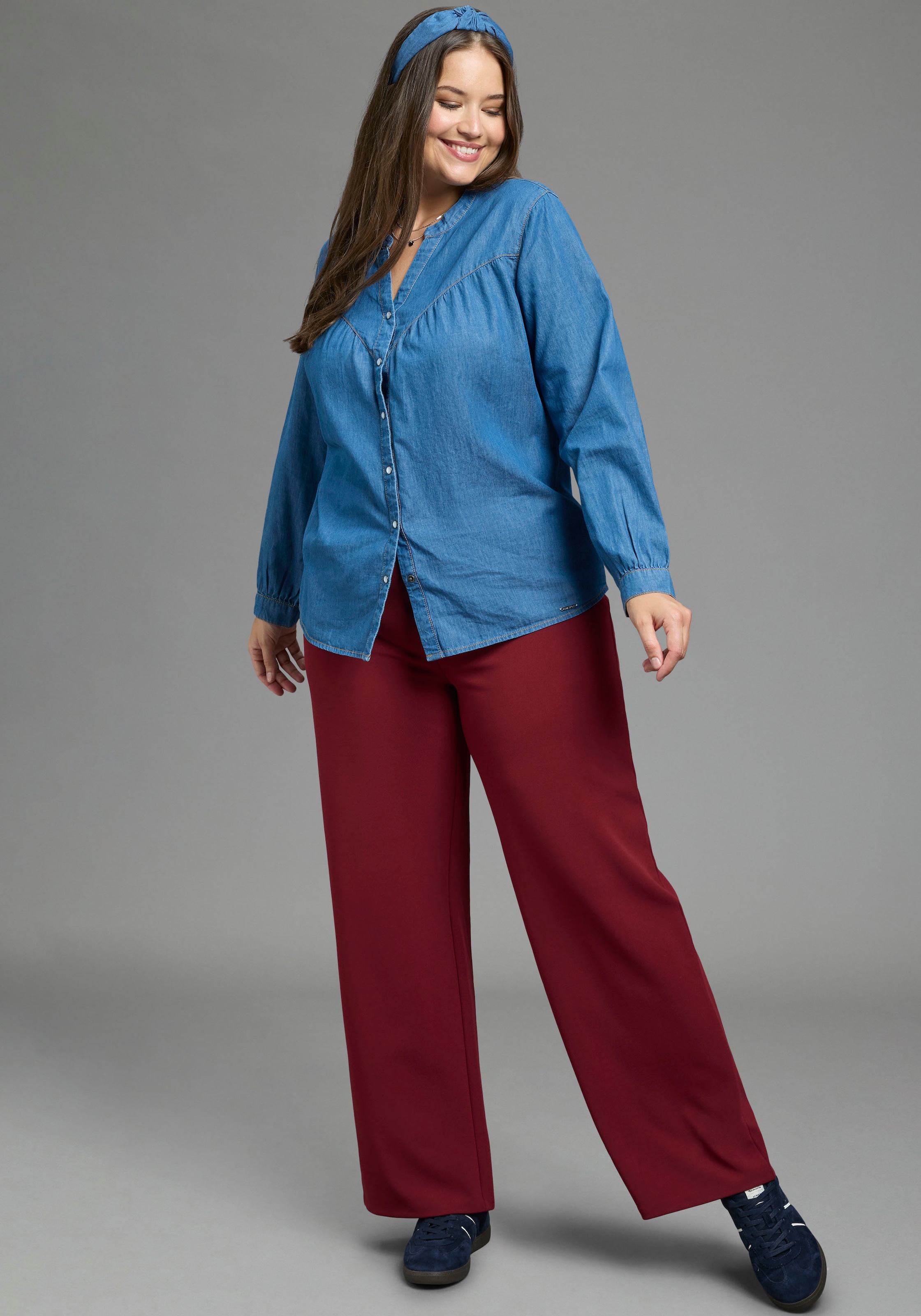 Laura Scott CURVE Pantalon à enfiler »Grosse Grössen«  en tissu stable et élastique avec jambe large