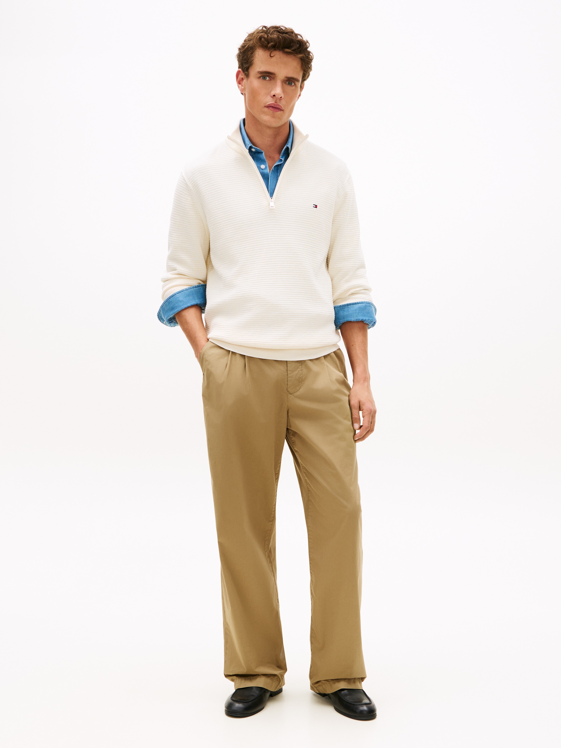 Tommy Hilfiger Strickpullover »SEASONAL STRUCTURE ZIP MOCK« Regular fit mit Troyerkragen