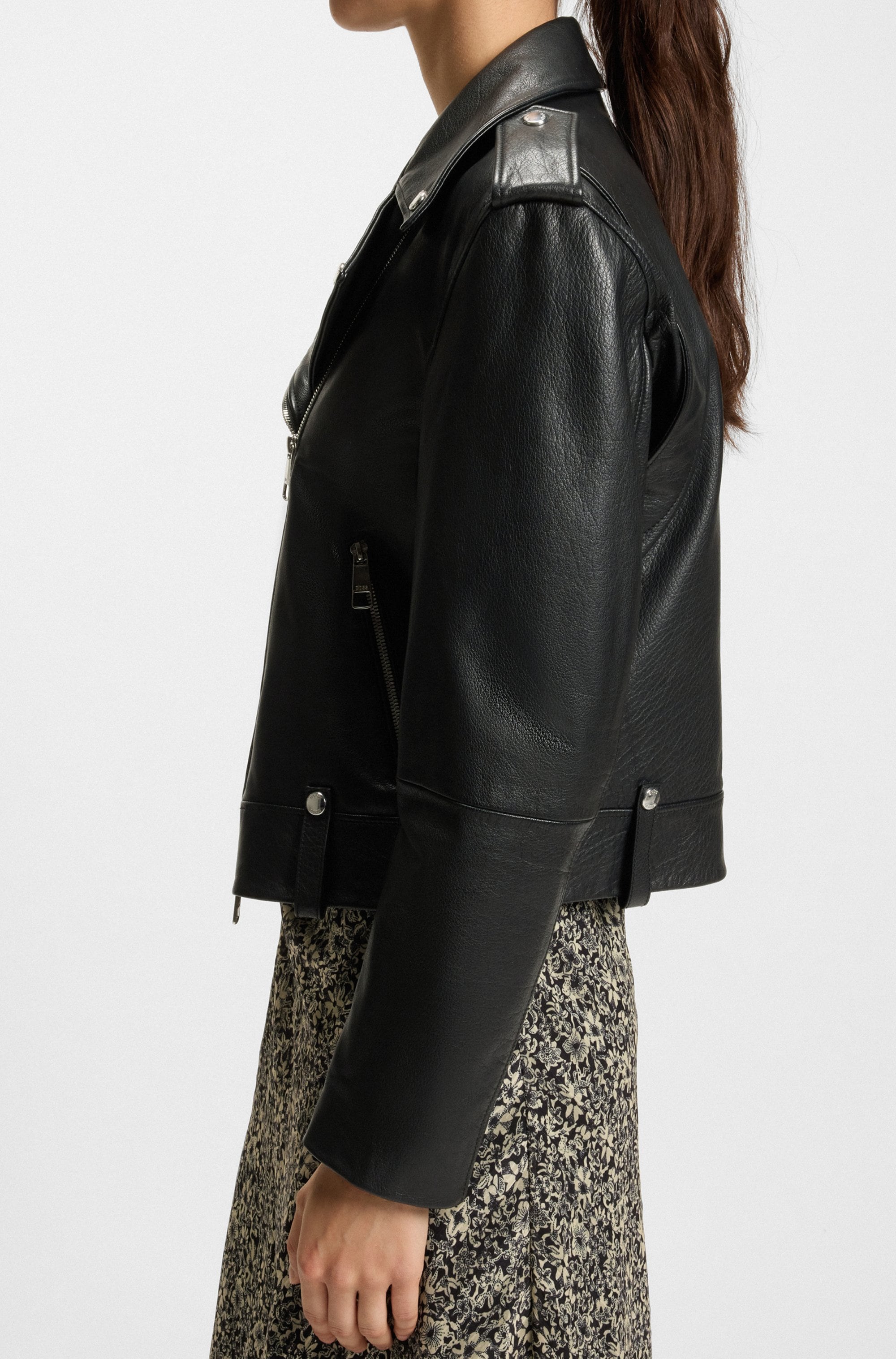 BOSS ORANGE Veste en cuir »Sandy Premium Damenmode« mit genarbter Struktur