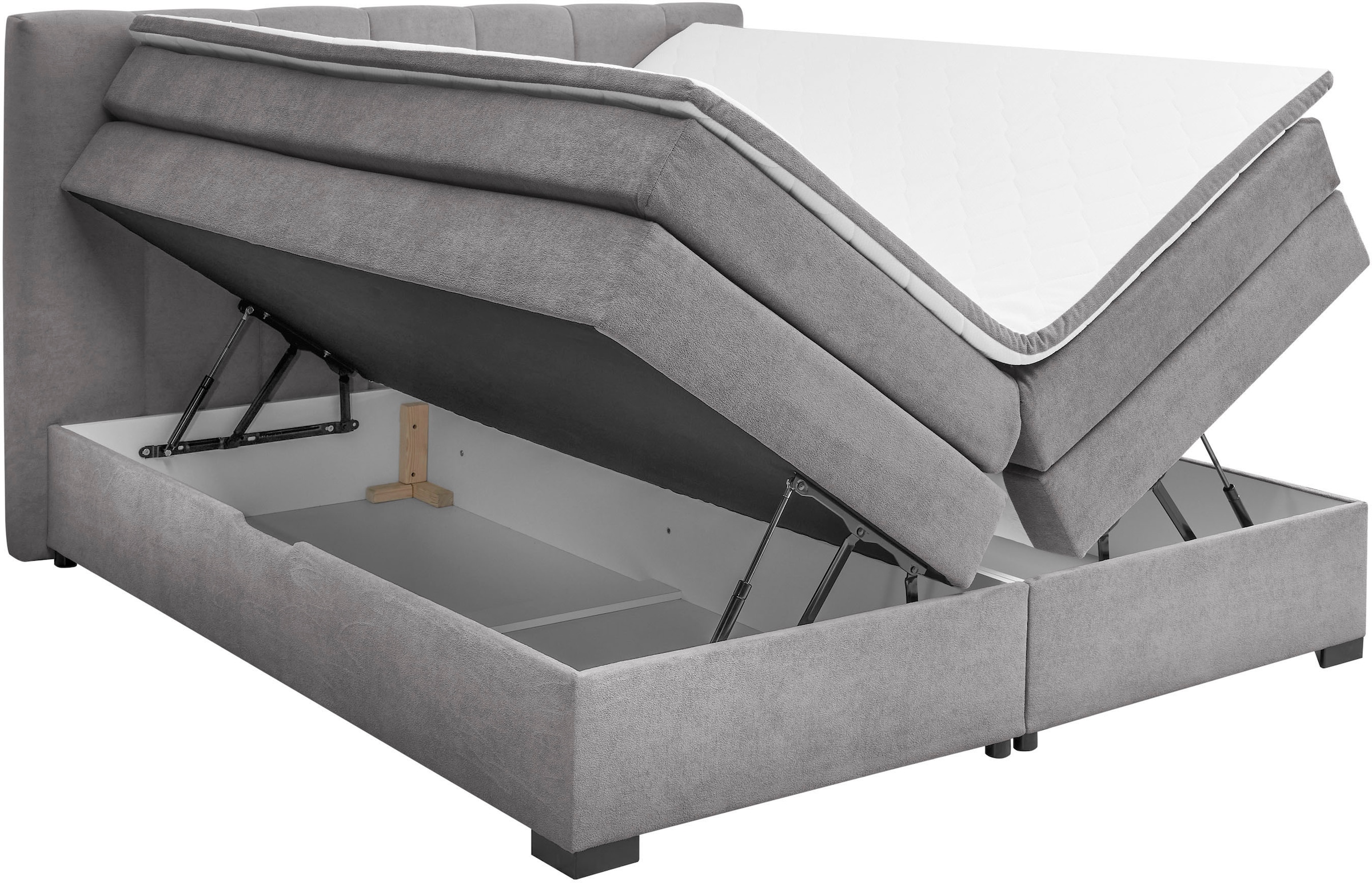 ED EXCITING DESIGN Boxspringbett »Pescara in der Breite 180cm, inkl. Bettkasten, Liegehöhe: 67cm« inkl. Tonnentaschen-Federkernmatratze & Komfortschaum-Topper