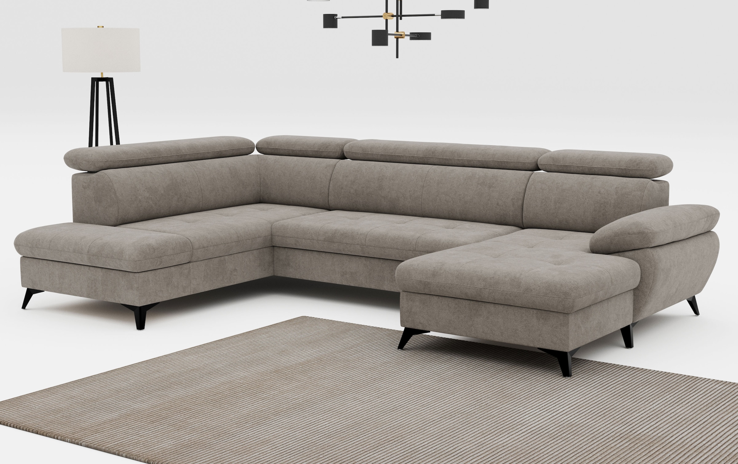 COTTA Wohnlandschaft »Hudson U-Form, B: 324 cm« mit Kopfteilverstellung, optional Bettfunktion & Bettkasten