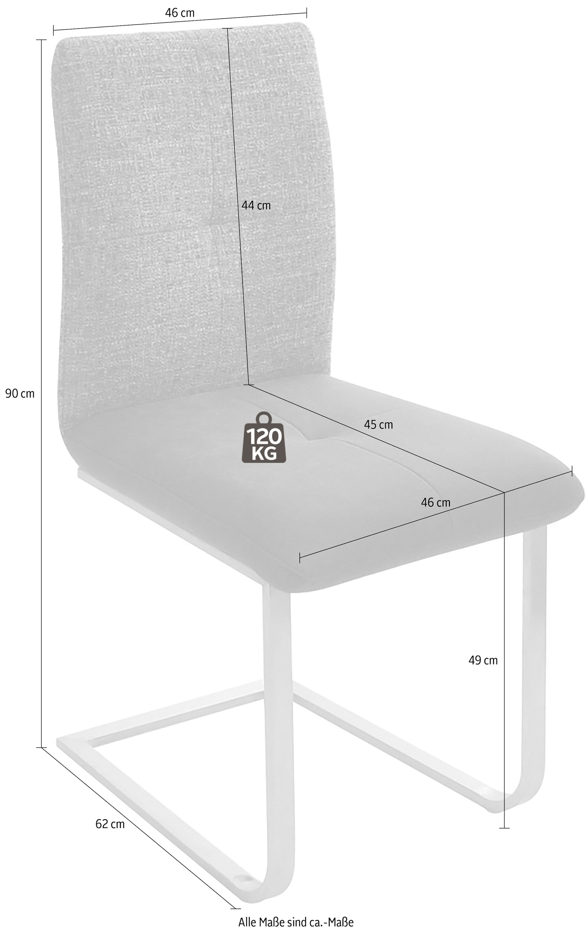 K+W Komfort & Wohnen Chaise cantilever »Giacomo II« (Ensemble) 2 cuisavec poignée métal au dos, assise et dossier matelassés en mélange de matériaux