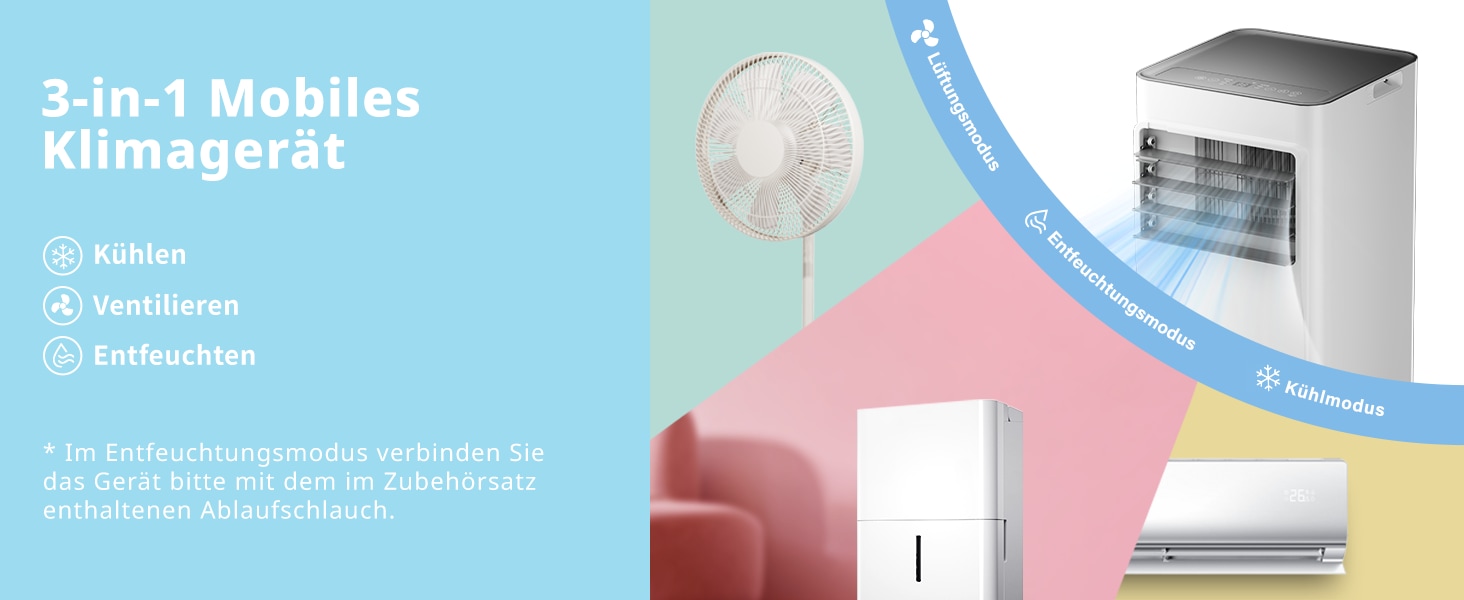 comfee 3-in-1-Klimagerät »»Easy Cool 9000« starker Luftstrom, App und Sprachsteuerung möglich« für Räume bis zu 33 m², mit Temperatursensor