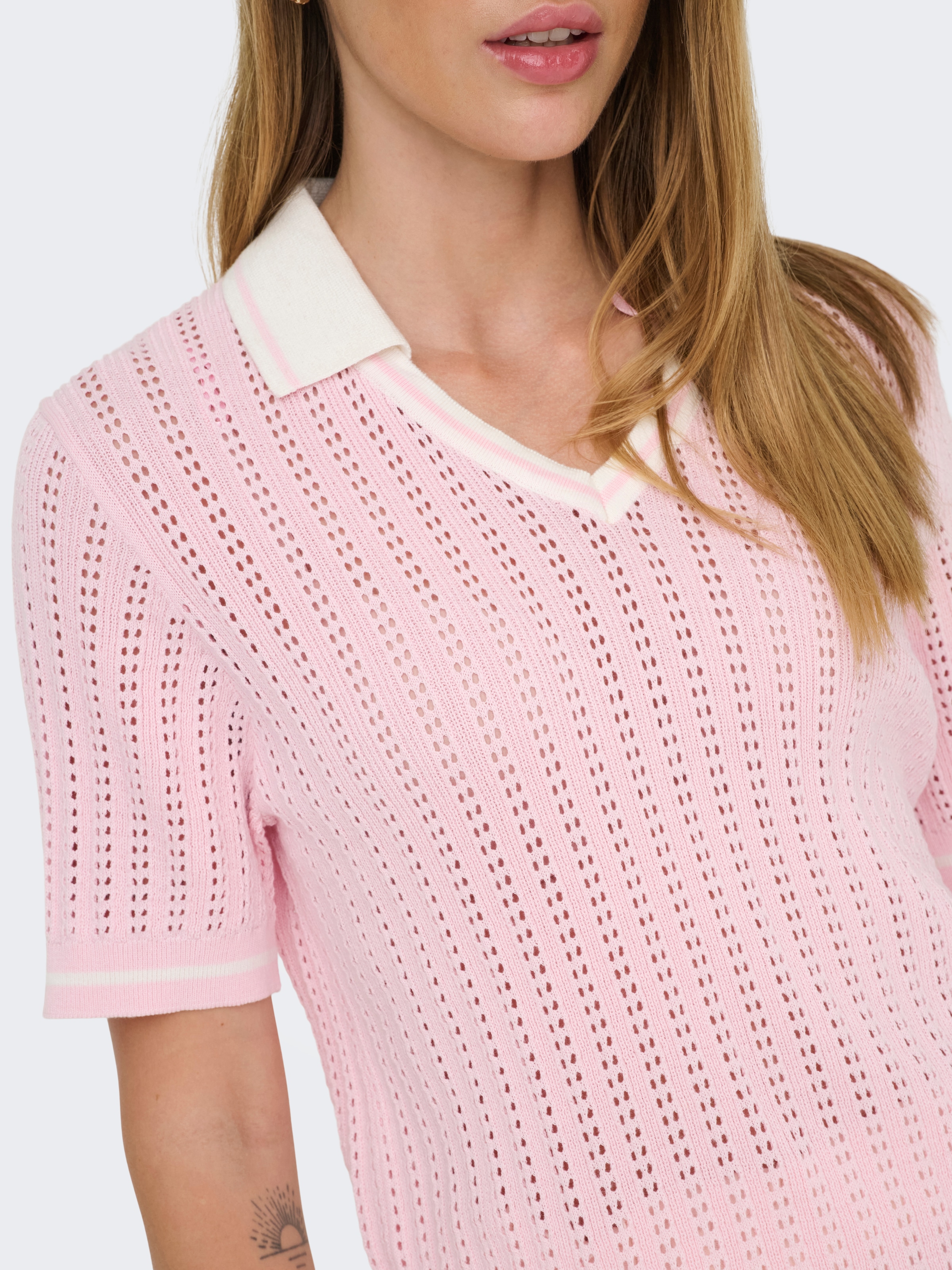 ONLY Pull à col polo »ONLSPORTI SS POLO KNT NOOS« coton, coupe régulière