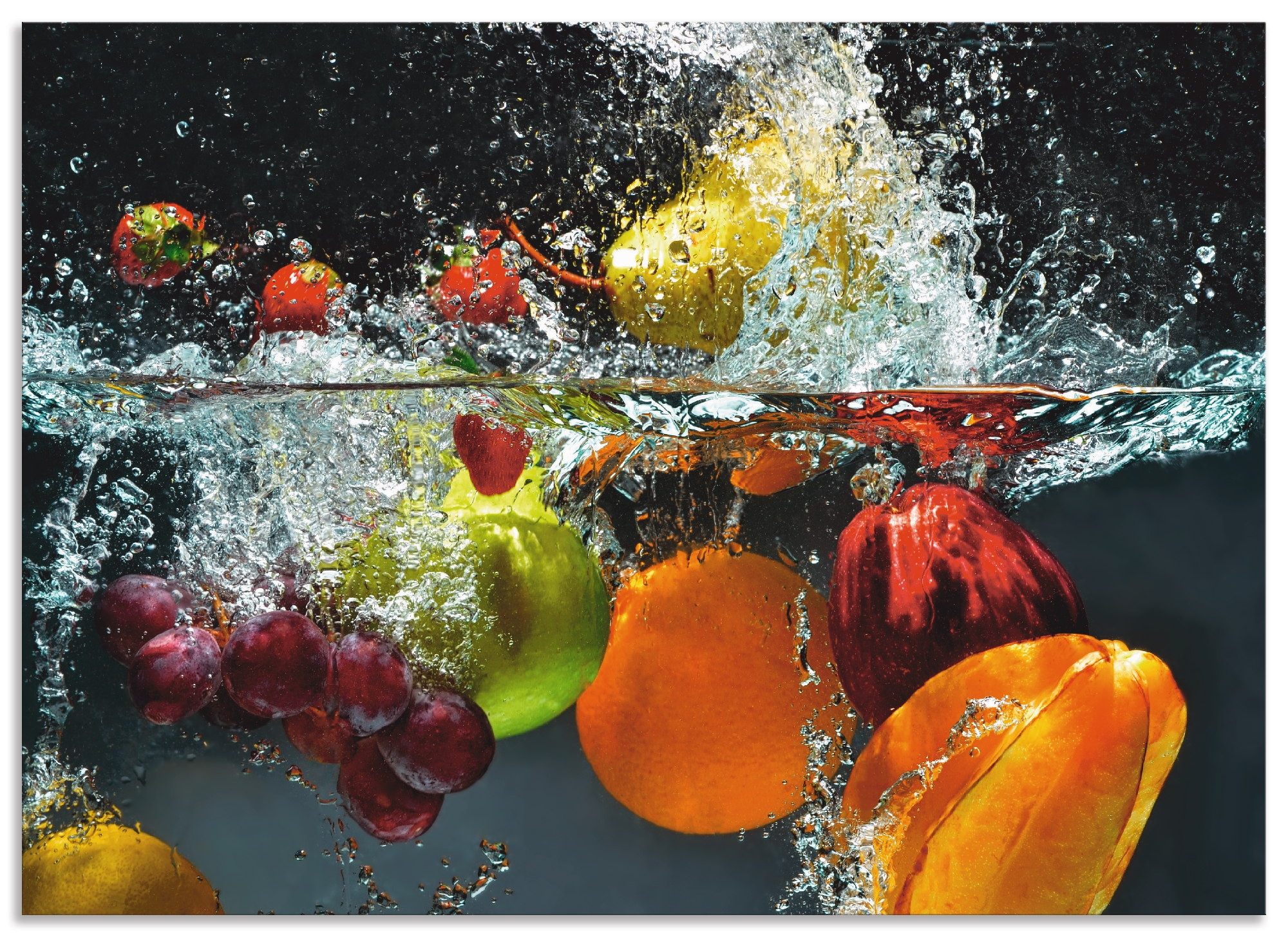 Artland Dos de cuisine »Spritzendes Obst auf dem Wasser« Alu Spritzschutz mit Klebeband, einfache Montage