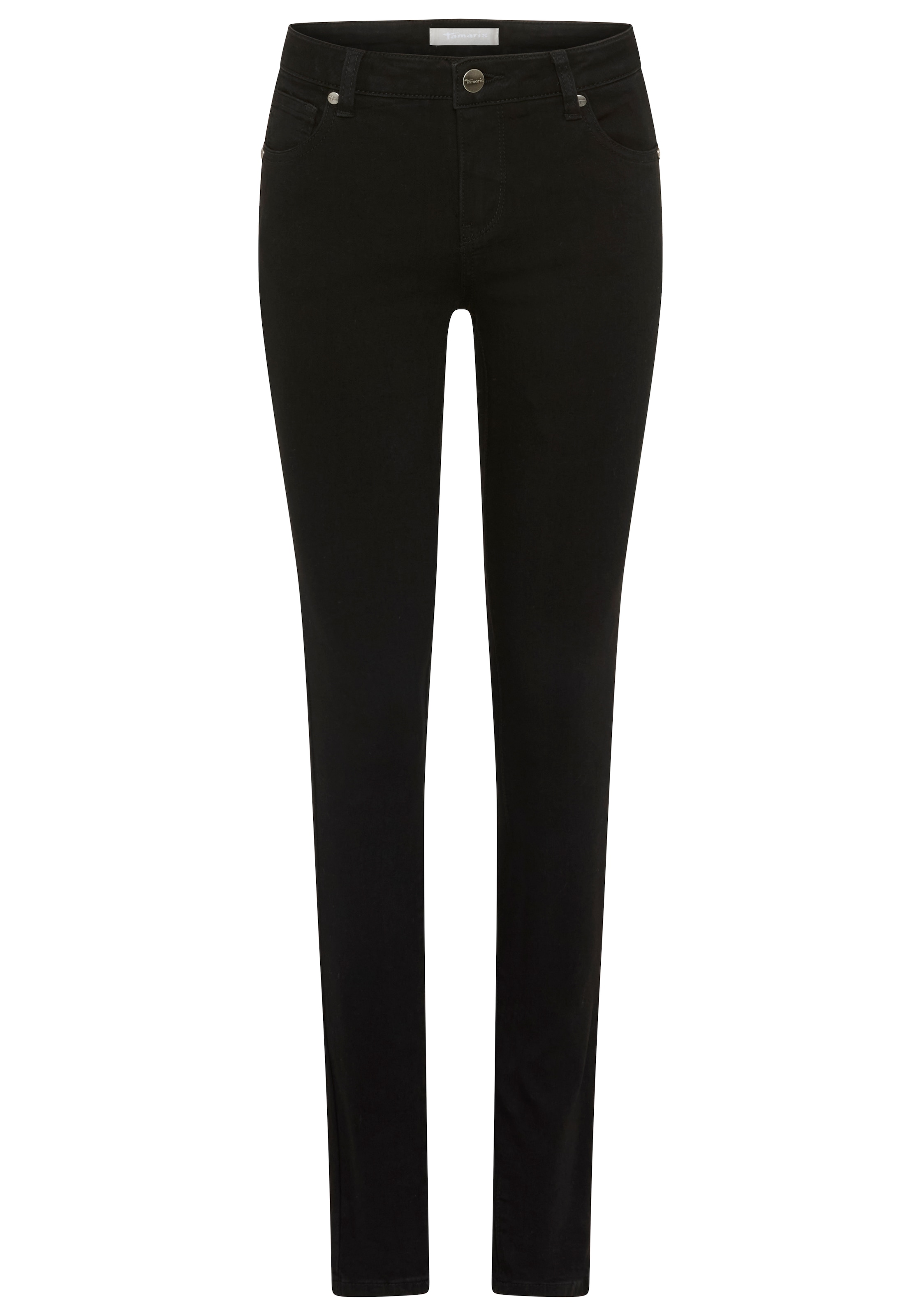 Tamaris Skinny-fit-Jeans »aus bequemen Stretch-Denim« schmale Beinweite, mit Gürtelschlaufenbund, mit Metallreissverschluss