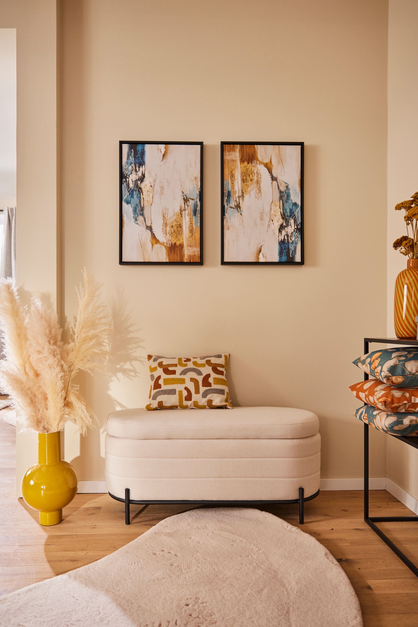 queence Tableau sur toile »Abstrakt Beige und Gold« Abstrait | Abstrait | Art | Moderne finition avec cadre à joint creux