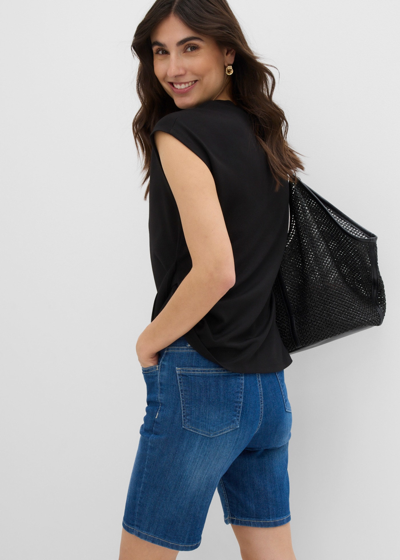 bonprix Bermuda  Coupe regular fit, en coton, polyester et élasthanne