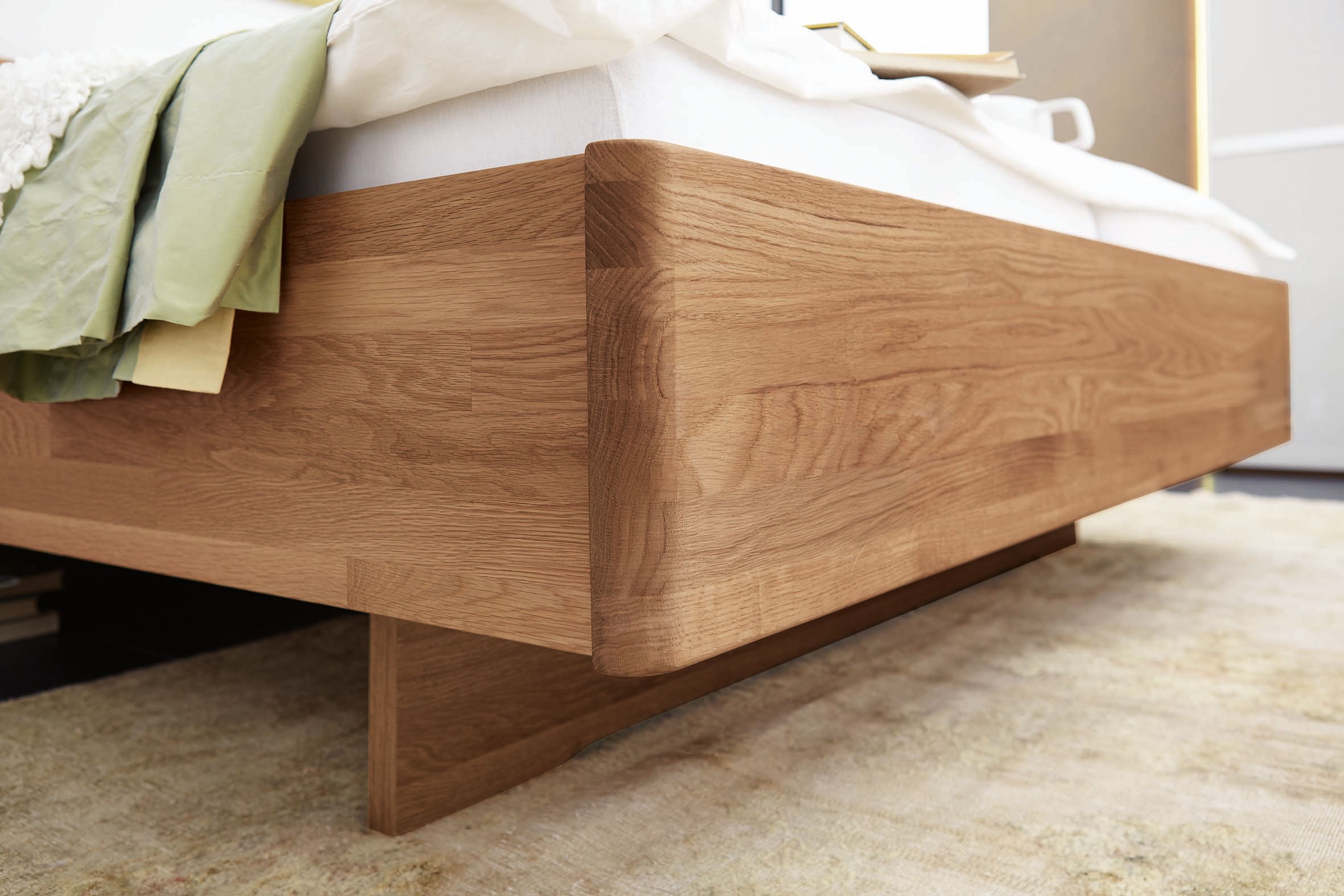 WIEMANN Lit en bois »Cardiff, Bettgestell, Bettrahmen, teilmassiv Erle« Capacité 110/220 kg, réglable en 4 hauteurs, MADE IN GERMANY,  Tête et pied en bois massif d'aulne, différentes tailles