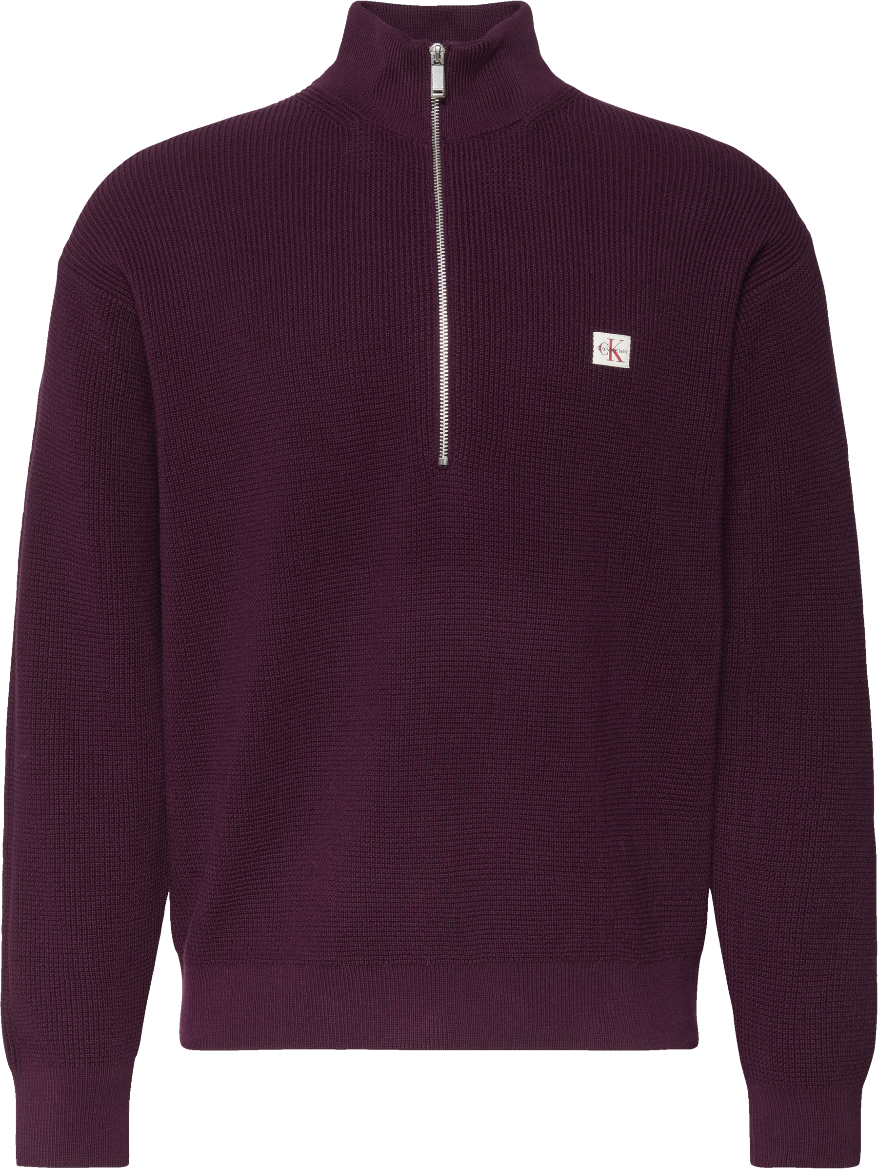 Calvin Klein Jeans Pull en tricot Troyerkragen mit Reissverschluss, Regular Fit