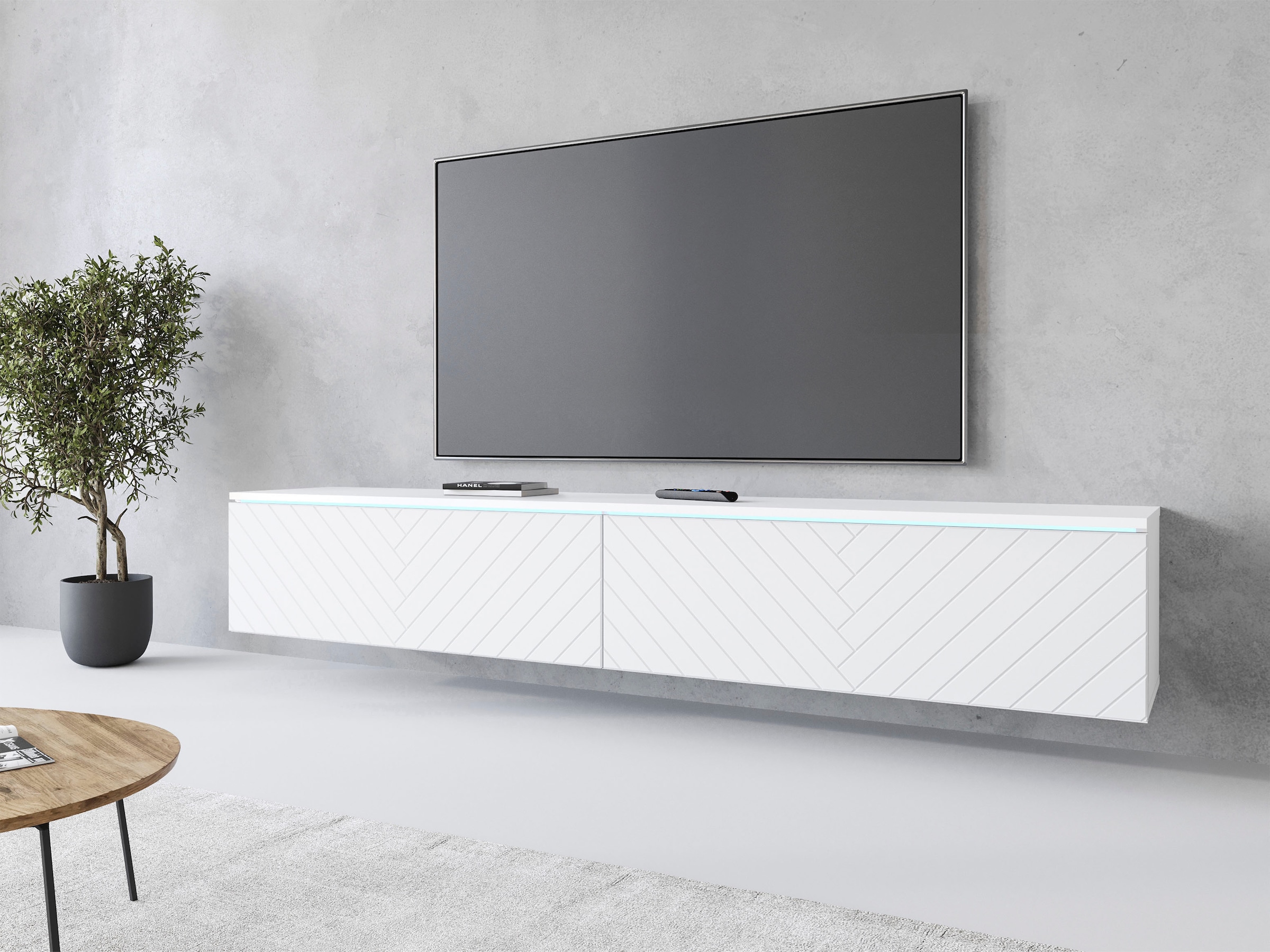 Home affaire Lowboard »Vera, wahlweise mit oder ohne Beleuchtung« gefräste MDF Front mit 3D Effekt, stehend und hängend montierbar