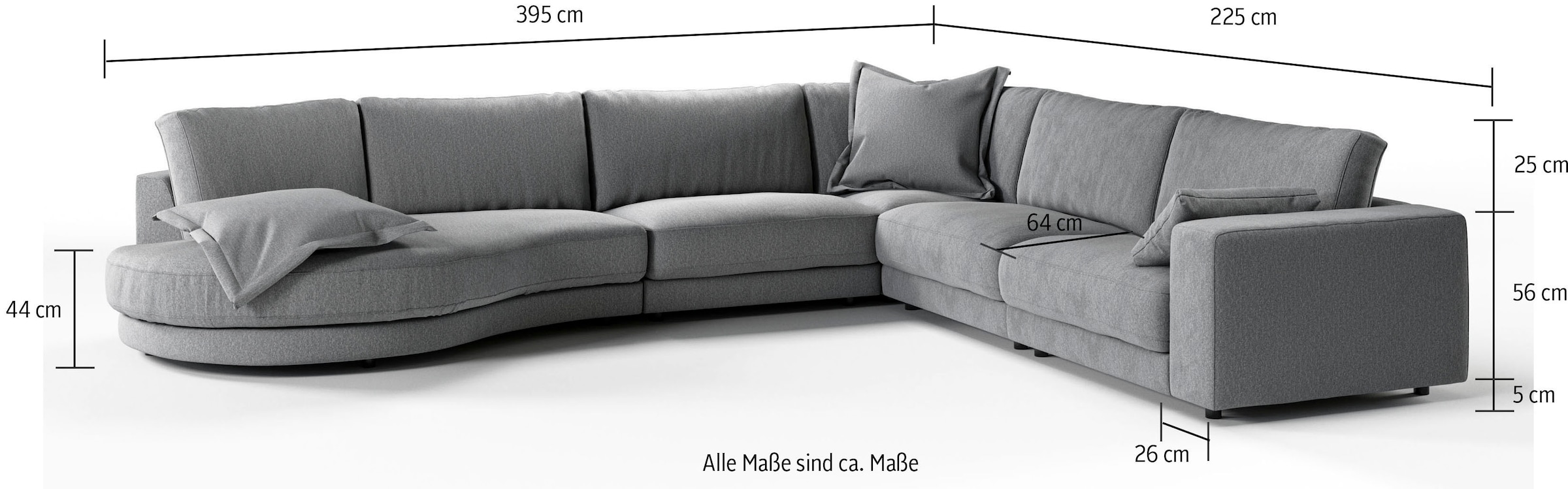 3C Candy Canapé d'angle »Enisa II, bequem und komfortabel,  Mega Familiensofa, L-Form« incl. 3 coussins volants, au choix avec housse anti-taches Easy care