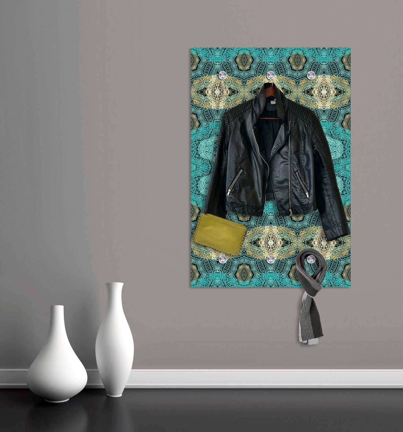 queence Garderobenleiste »Muster« mit 6 Haken, 80 x 120 cm