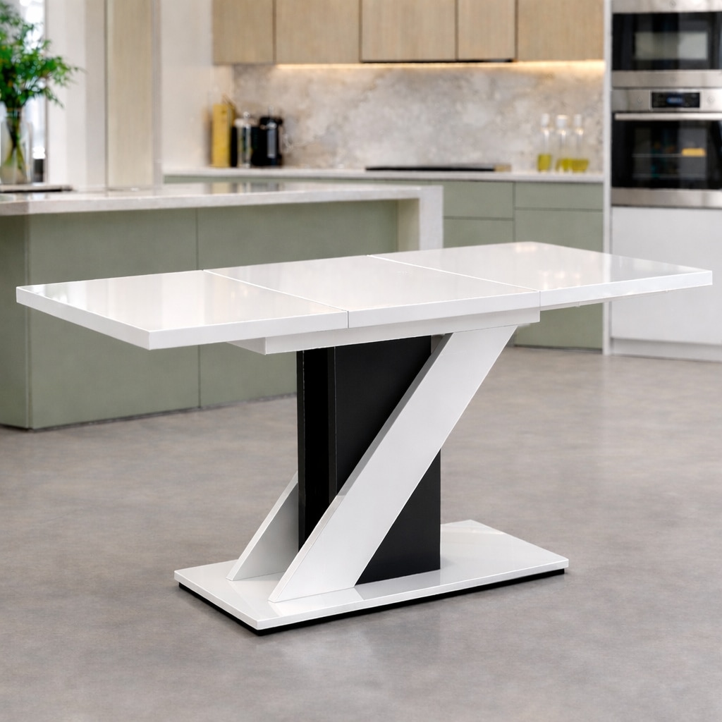 GOODproduct Table de salle à manger »Veneto, Säulentisch, Speisetisch, Küchentisch, ausziehbar bis 160 cm« Platz für bis zu 6 Personen, verlängerbar durch Einlegeplatte