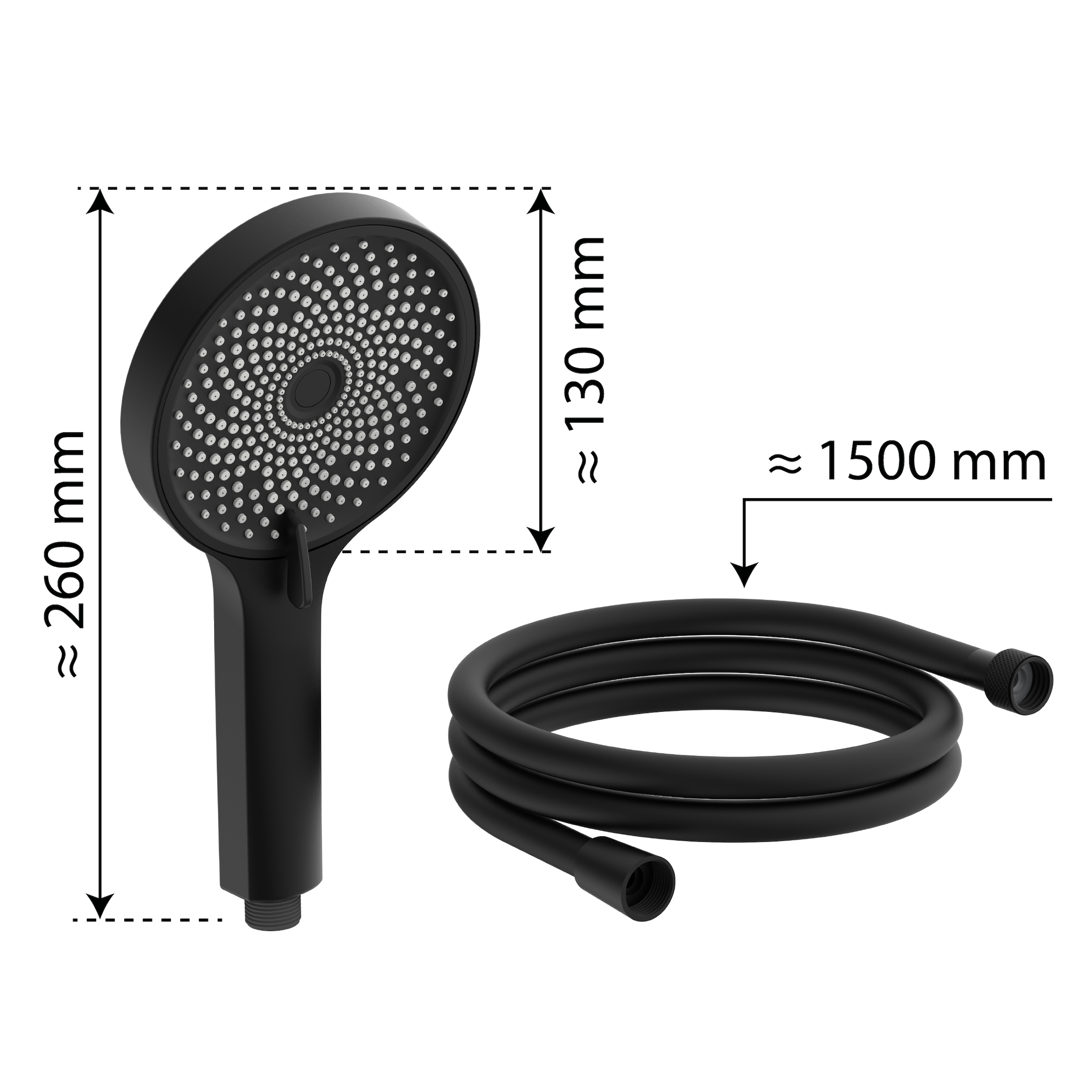 welltime Garniture de douche »Rio« Douchette avec tuyau,  avec 3 types de jets