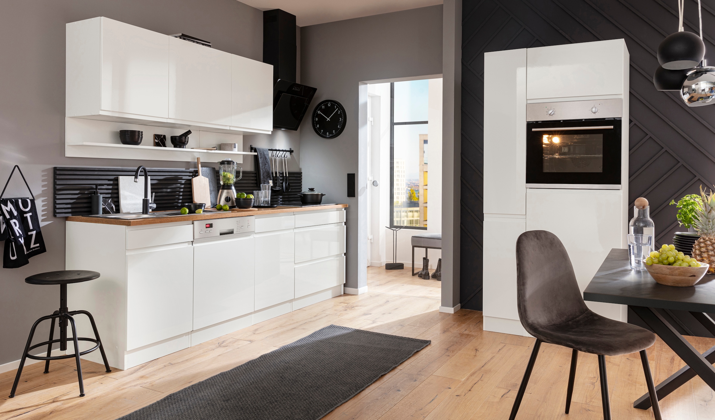 KOCHSTATION Kitchenette »KS-Virginia,neu in verbesserter Ausführung« plan de travail épaisseur 38 mm, rangement, fermeture douce,  largeur 330 cm, soft-close, sans appareils électriques