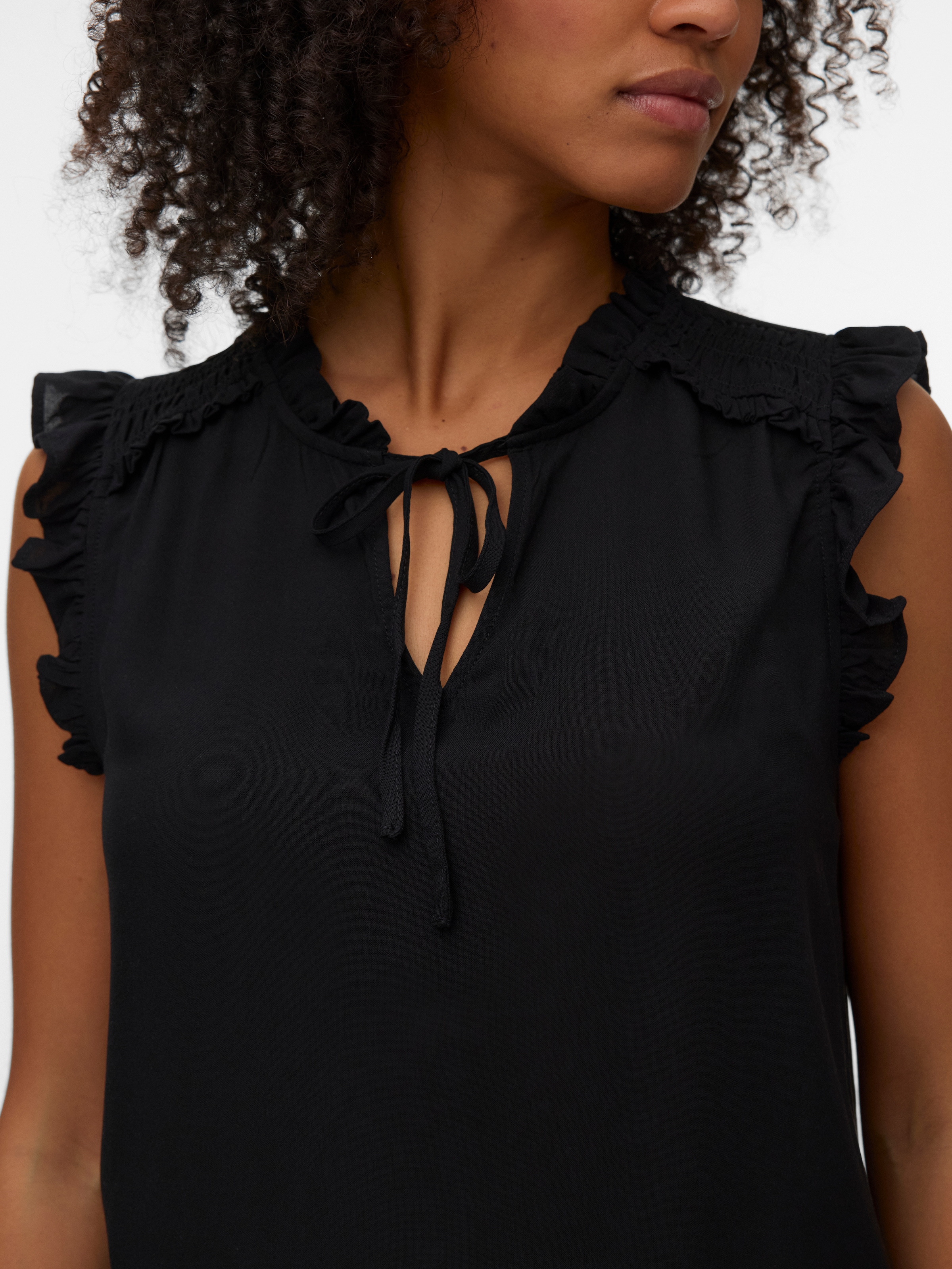 Vero Moda Rüschentop »VMALBA SL FRILL TOP WVN NOOS« Viskose