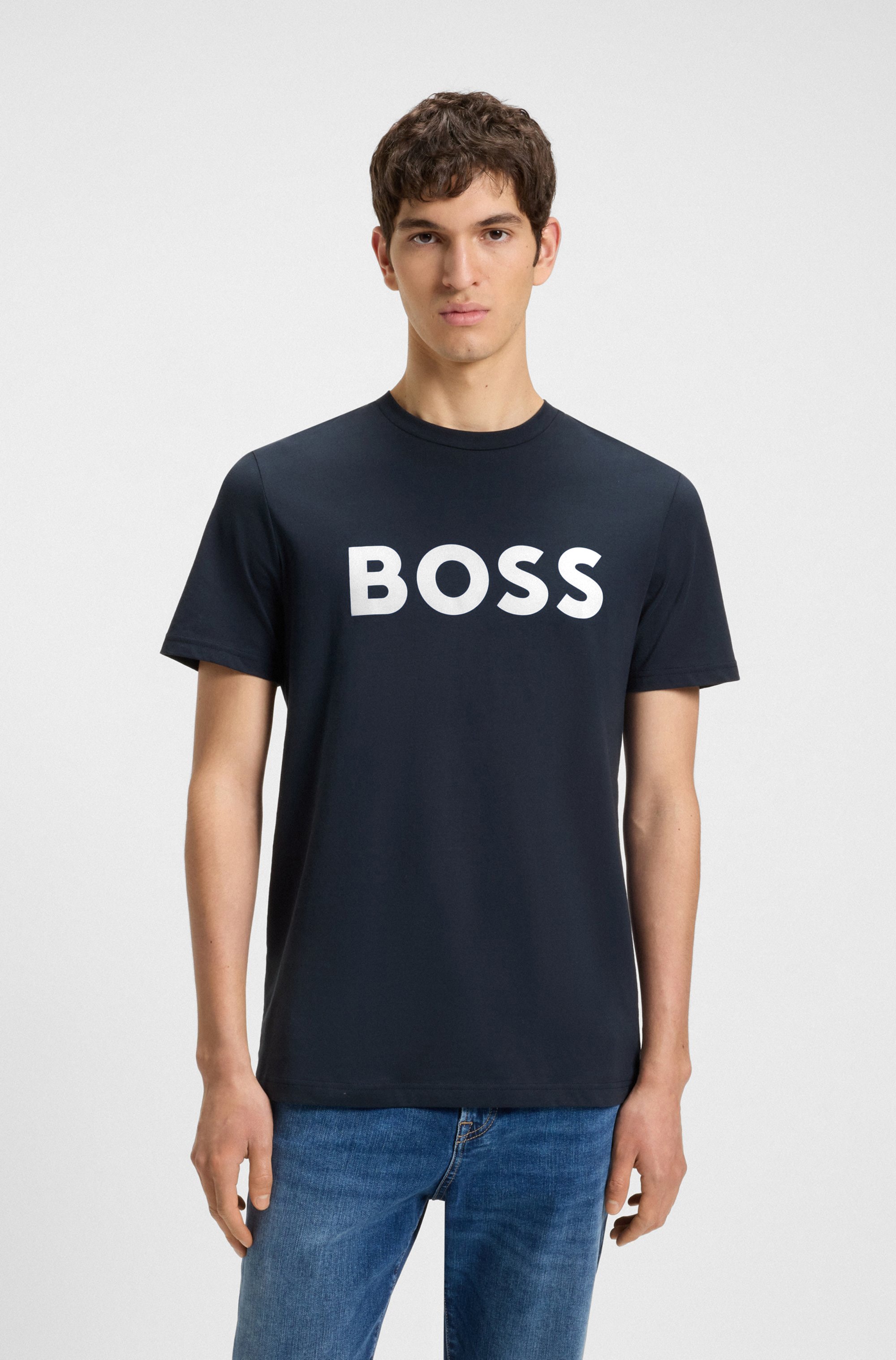BOSS ORANGE T-Shirt »Thinking« 1 Stk. Rundhalsausschnitt, Regular Fit, grosser Logodruck