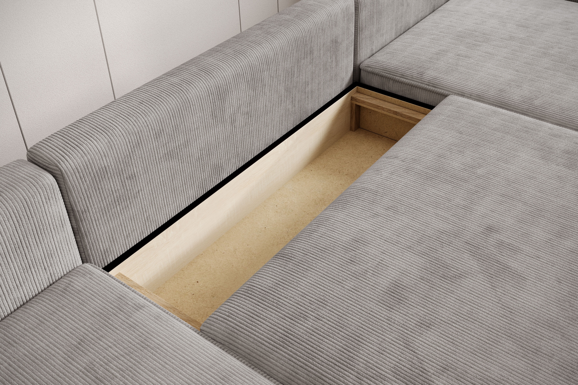 TRENDMANUFAKTUR Wohnlandschaft »Challenge, Schlafsofa mit Bettkasten, Couch in U-Form, Breite 333 cm« XXL Sofa mit Bettkasten & Schlaffunktion, auch in trendigem Cordstoff