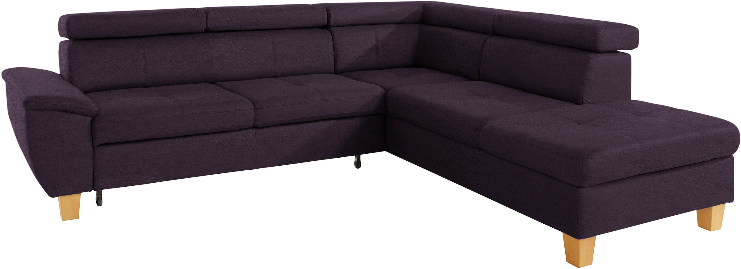 exxpo - sofa fashion Ecksofa »Enya, hoher Sitzkomfort, Breite 266cm, bequem, 12cm hohe Füsse, L-Form« mit Kopfteilverstellung, wahlweise Bettfunktion u. Bettkasten