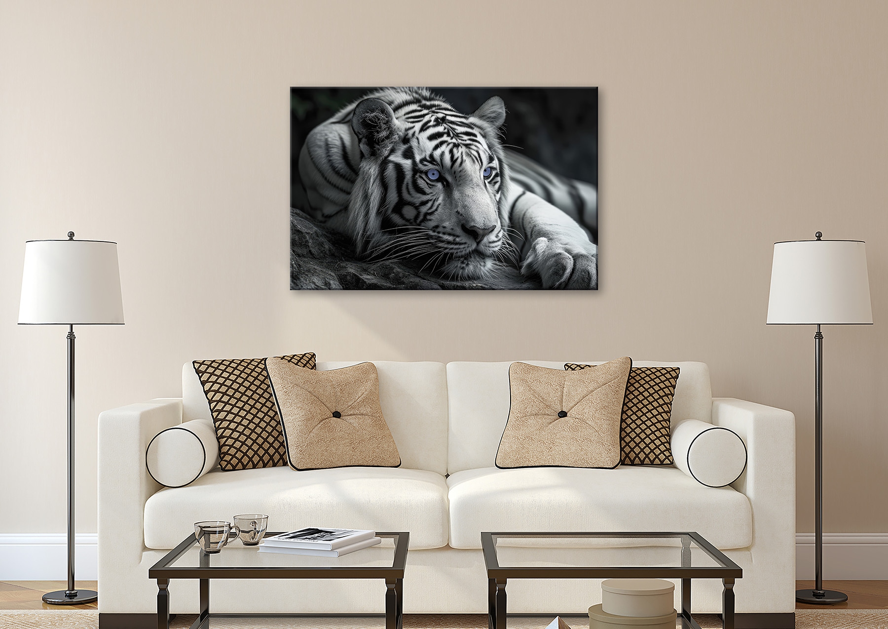 Bönninghoff Image »Wandbild TIGER 78x118 cm – Leinwandbild Keilrahmen Deko modern« Animaux sauvages | Félins | Tigre tendu sur châssis