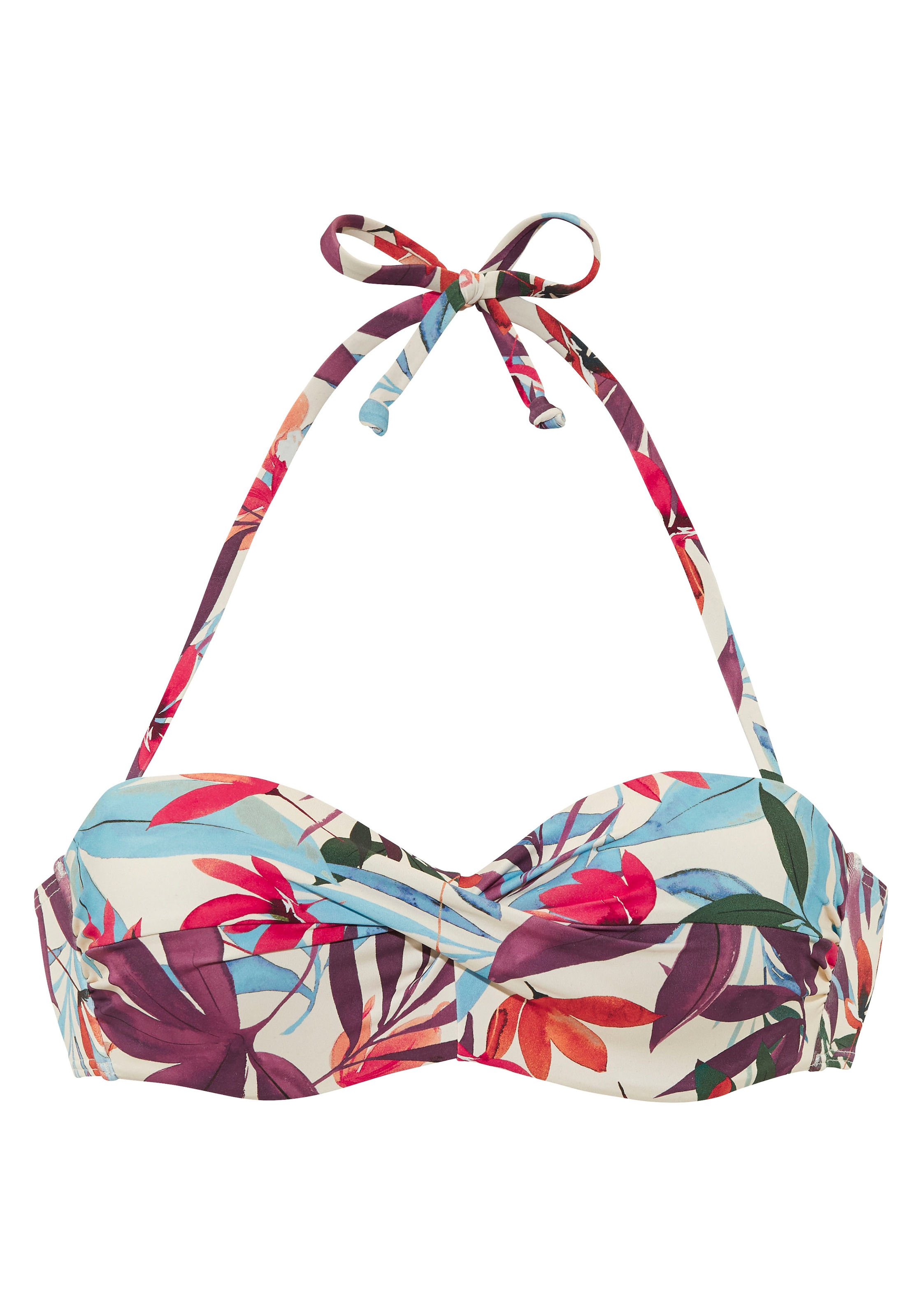 LASCANA Top bikini bandeau à armatures »Imani« mit sommerlichem Blätterprint