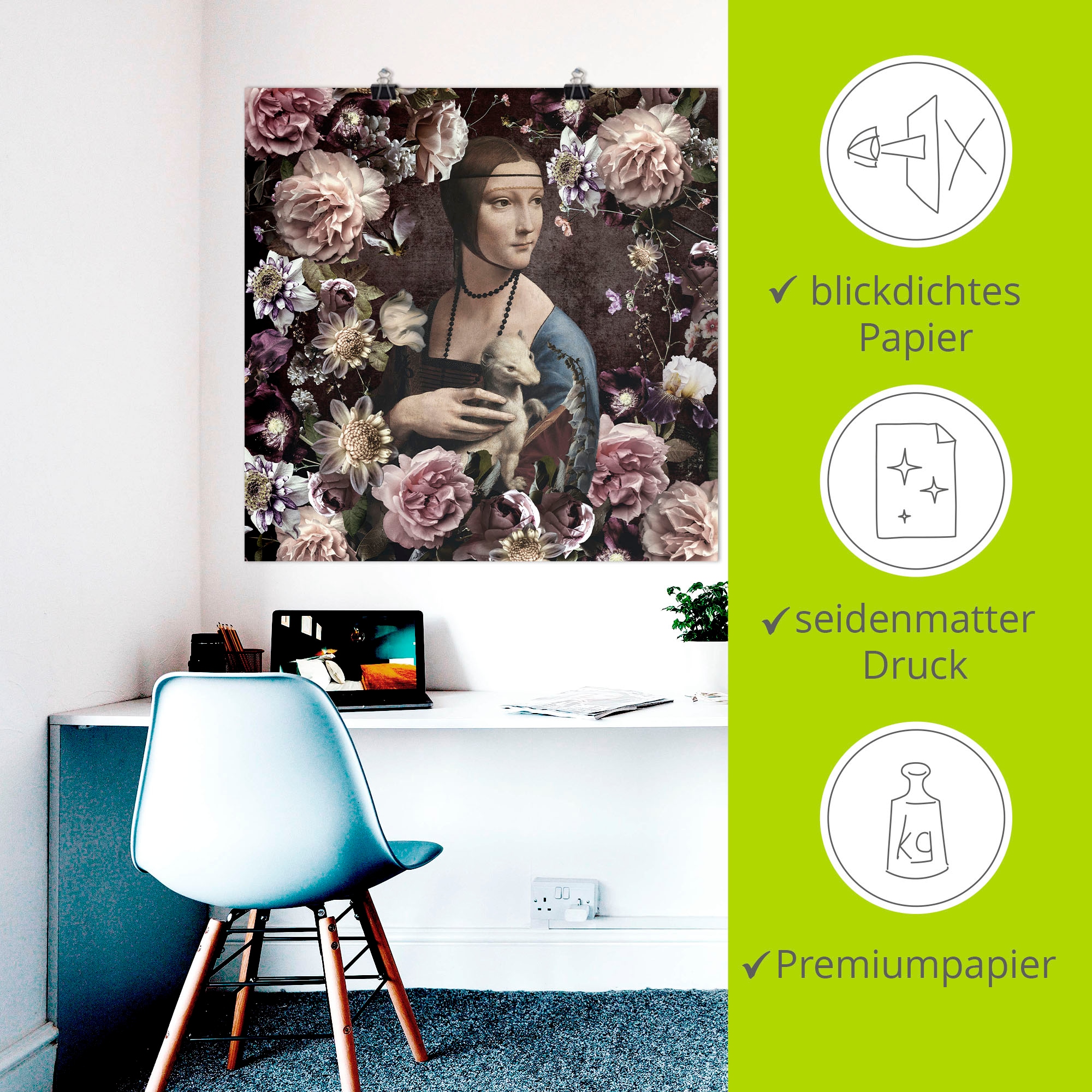 Artland Wandbild »Lady mit Hermelin - Da Vinci Adaption« Portrait 1 Stk. tlg. als Alubild, Leinwandbild, Poster, Wandaufkleber in verschied. Grössen