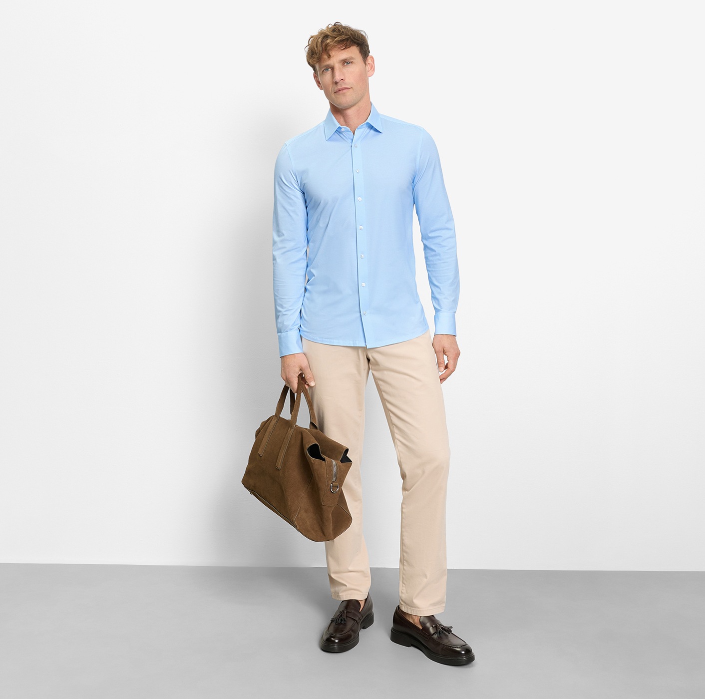 OLYMP Chemise à manches longues »24/7 - Level 5« Body fit, New York Kentkragen, Businesshemd, Jersey-Qualität