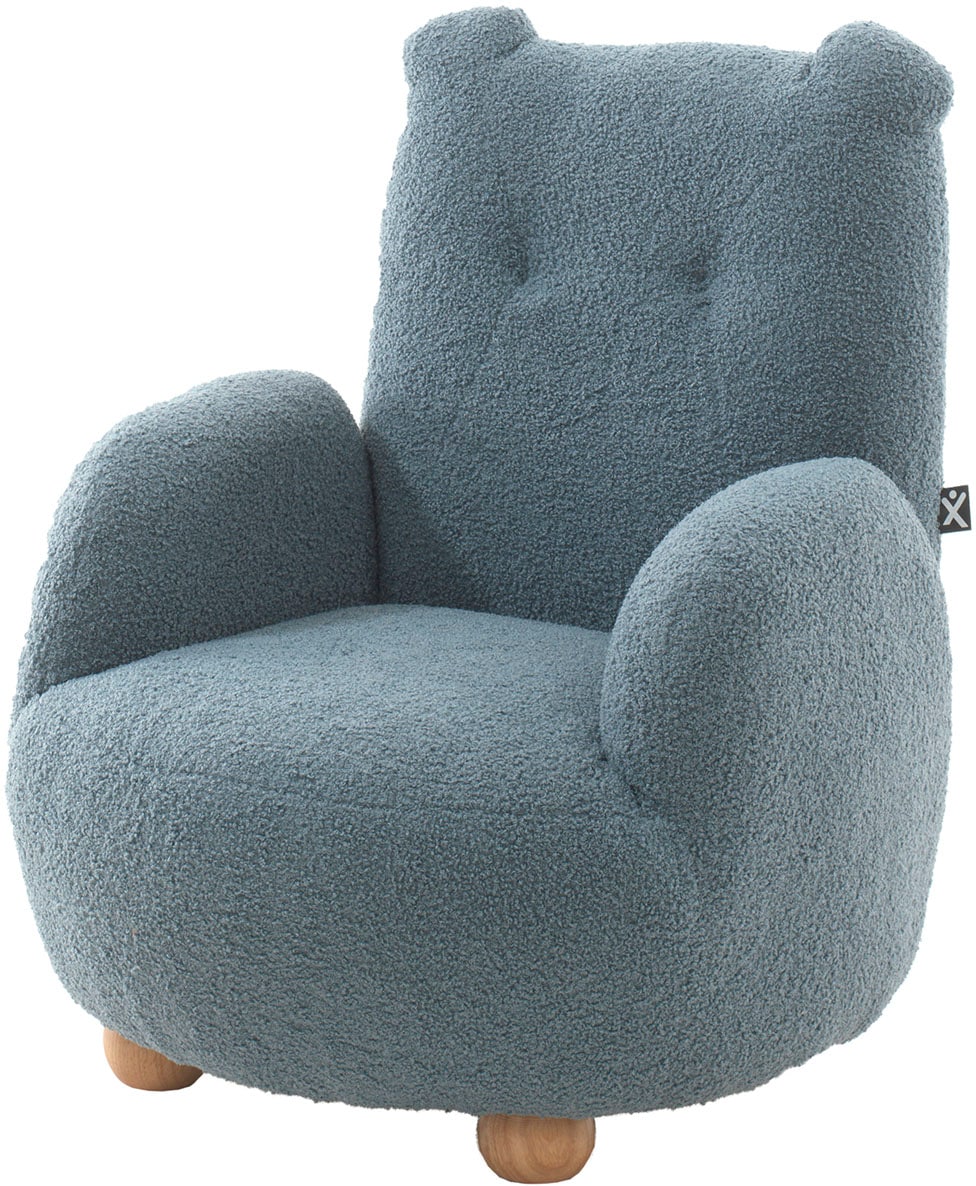Vipack Sessel »für Kinder in verspielter Optik, ein Highlight für das Kinderzimmer« B: 60 x H: 66 x T: 64 cm, Füsse aus Massivholz,  Bezug flauschiger Bouclé Stoff, zwei Farben zur Wahl