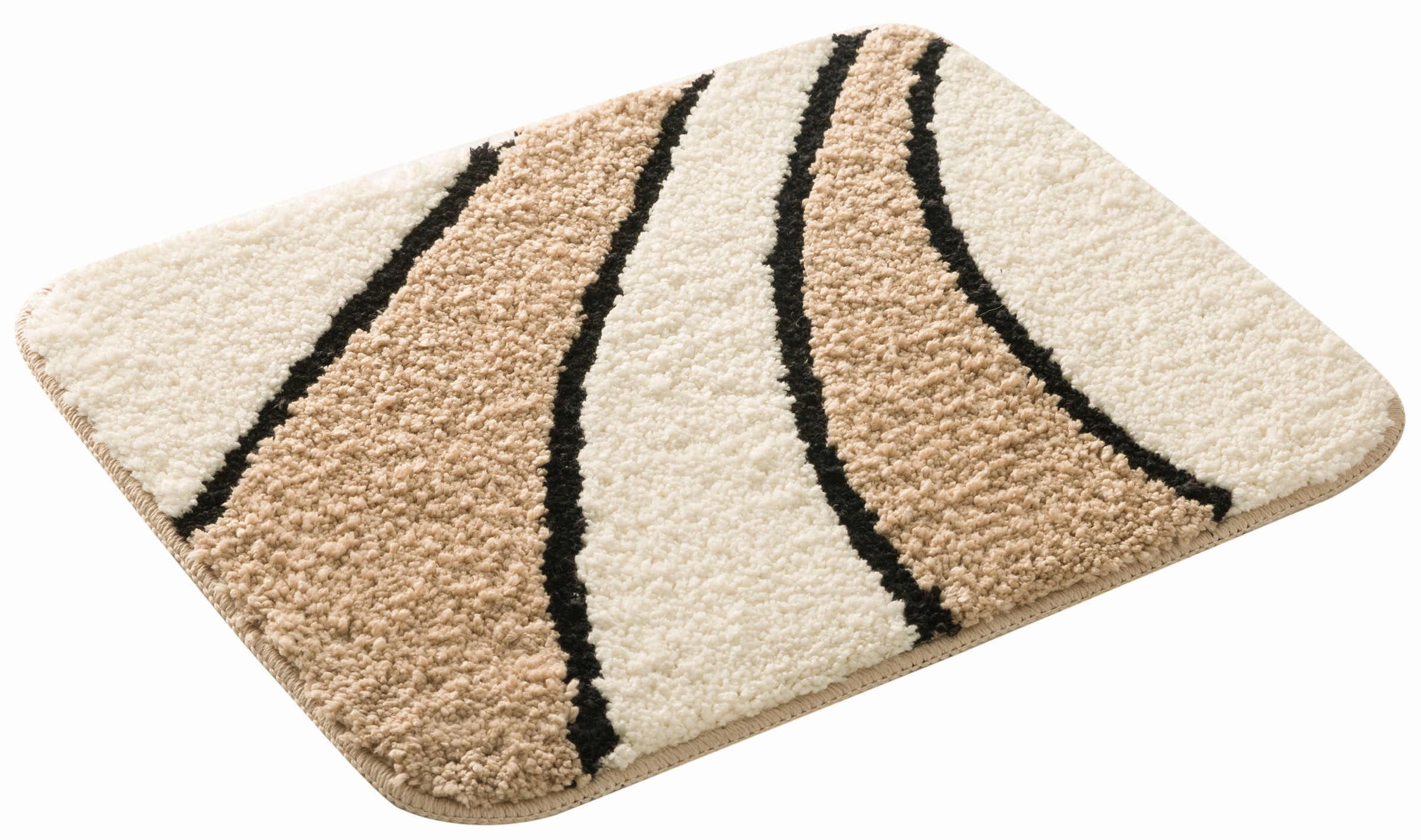 my home Badematte »Anna, Badvorleger, Badezimmer Teppich« Höhe 16 mm rutschhemmend beschichtet fussbodenheizungsgeeignet | schnell trocknend Badteppich, Hoch Tief Effekt, Modern, Weich, Wellen