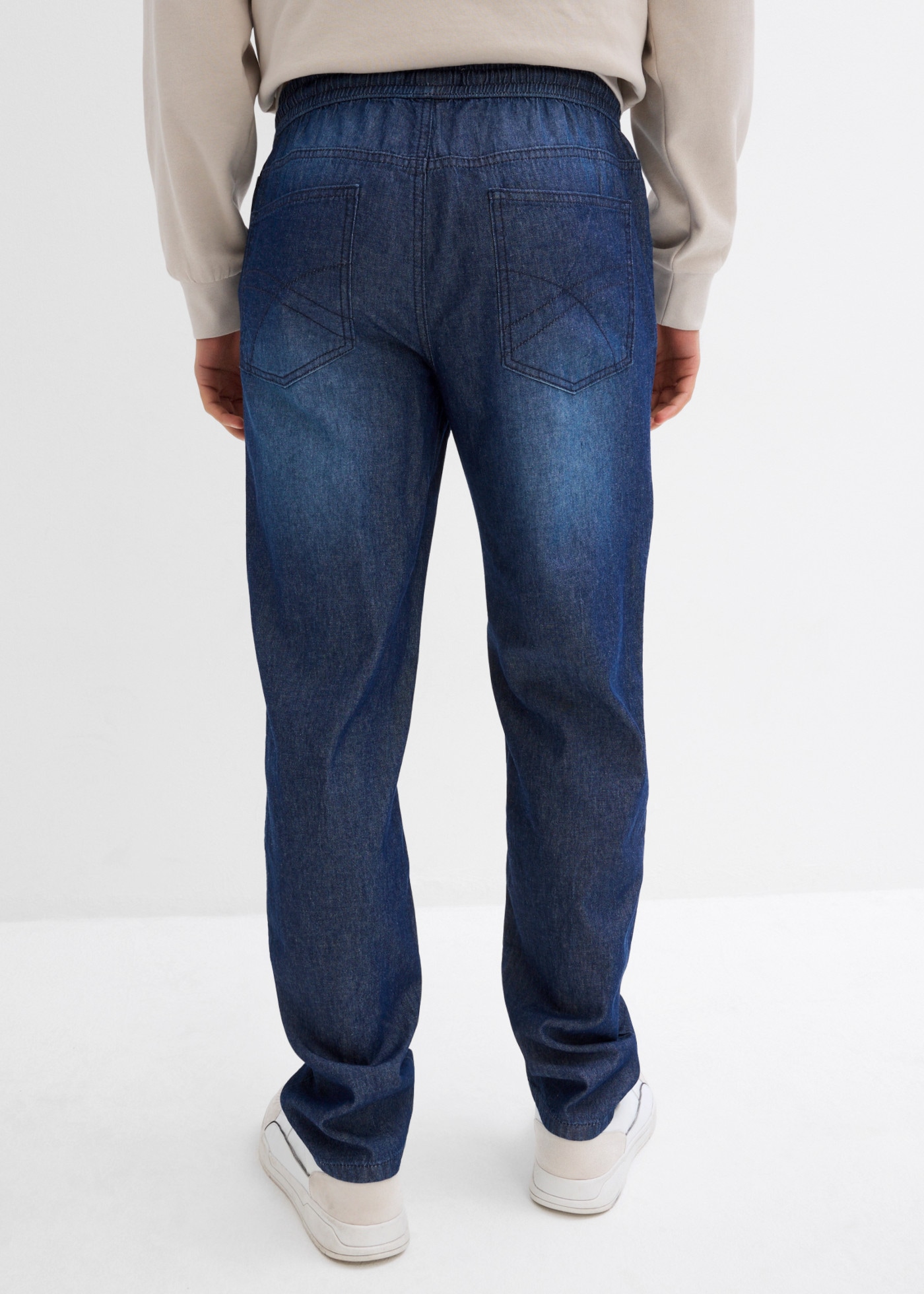 bonprix Jeans à enfiler Paquet, lot de 2, 2 coupe classique, en pur coton, avec effet délavé