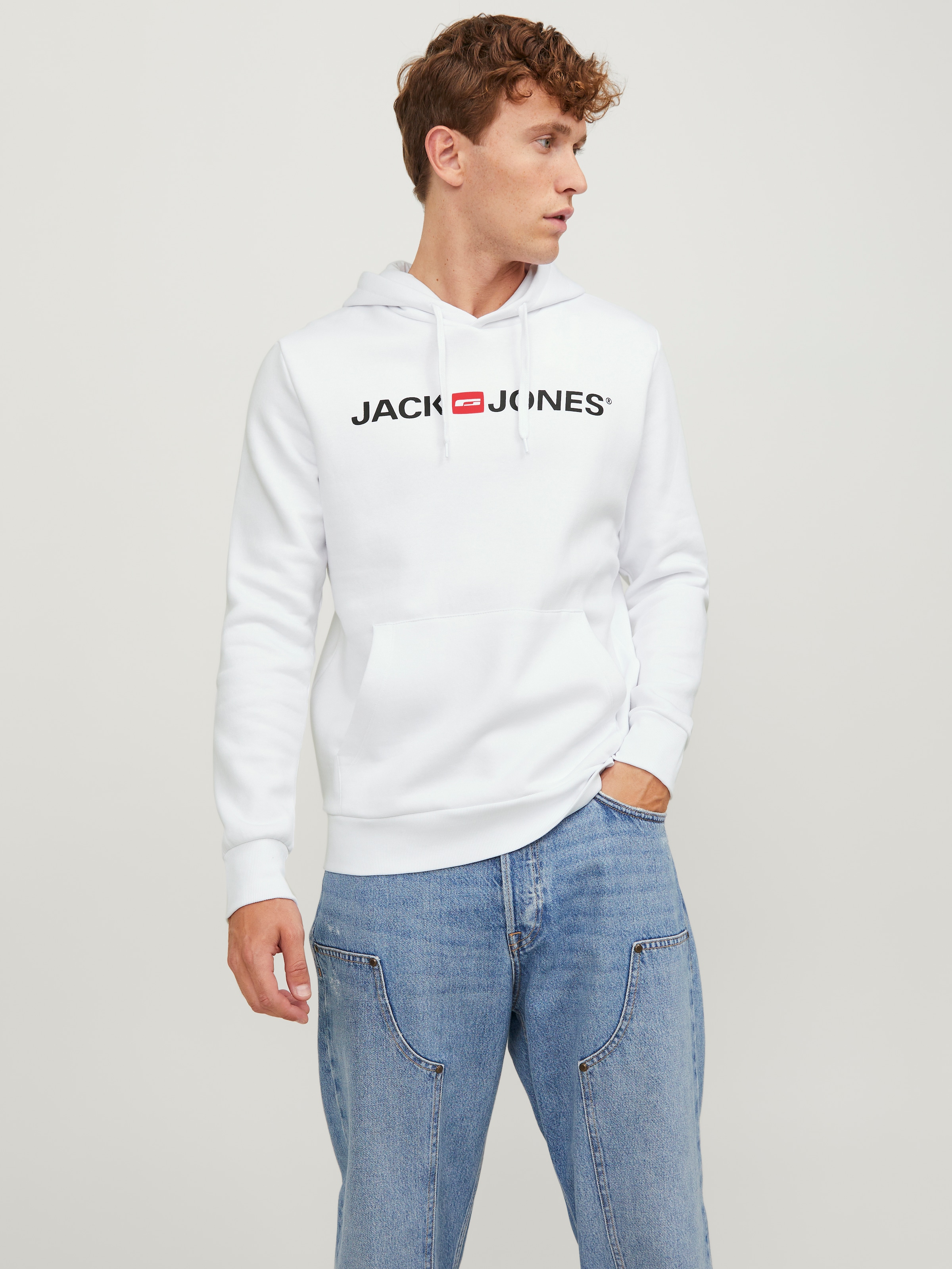 Jack & Jones Sweat à capuche »JJECORP Hoodie mit Logo und hohem Tragekomfort«, bedruckt, casual, regular fit, Baumwollmischung, Rundhals
