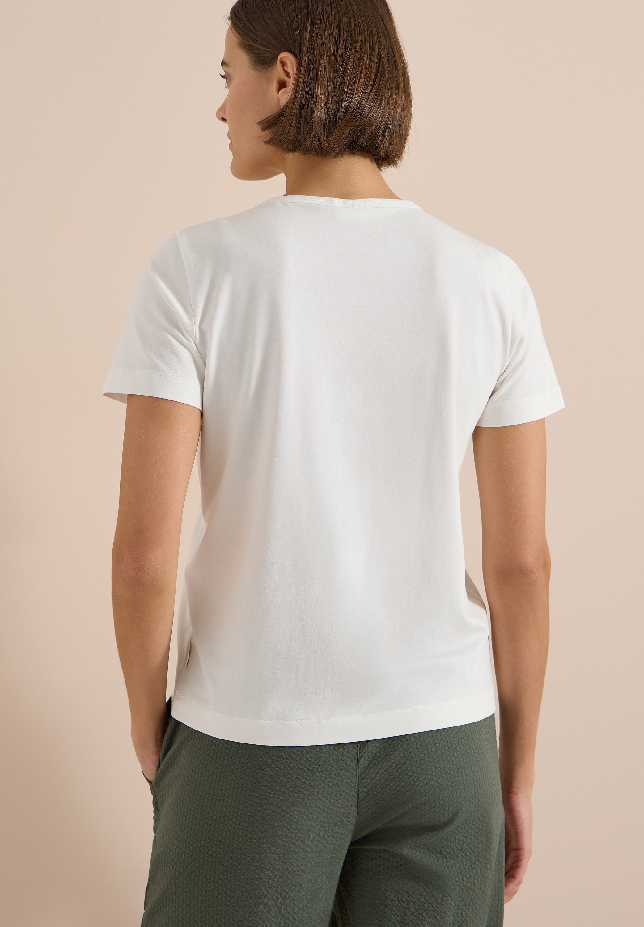 Cecil T-shirt imprimé Sommershirt mit Rundhals und Glitzer-Wording