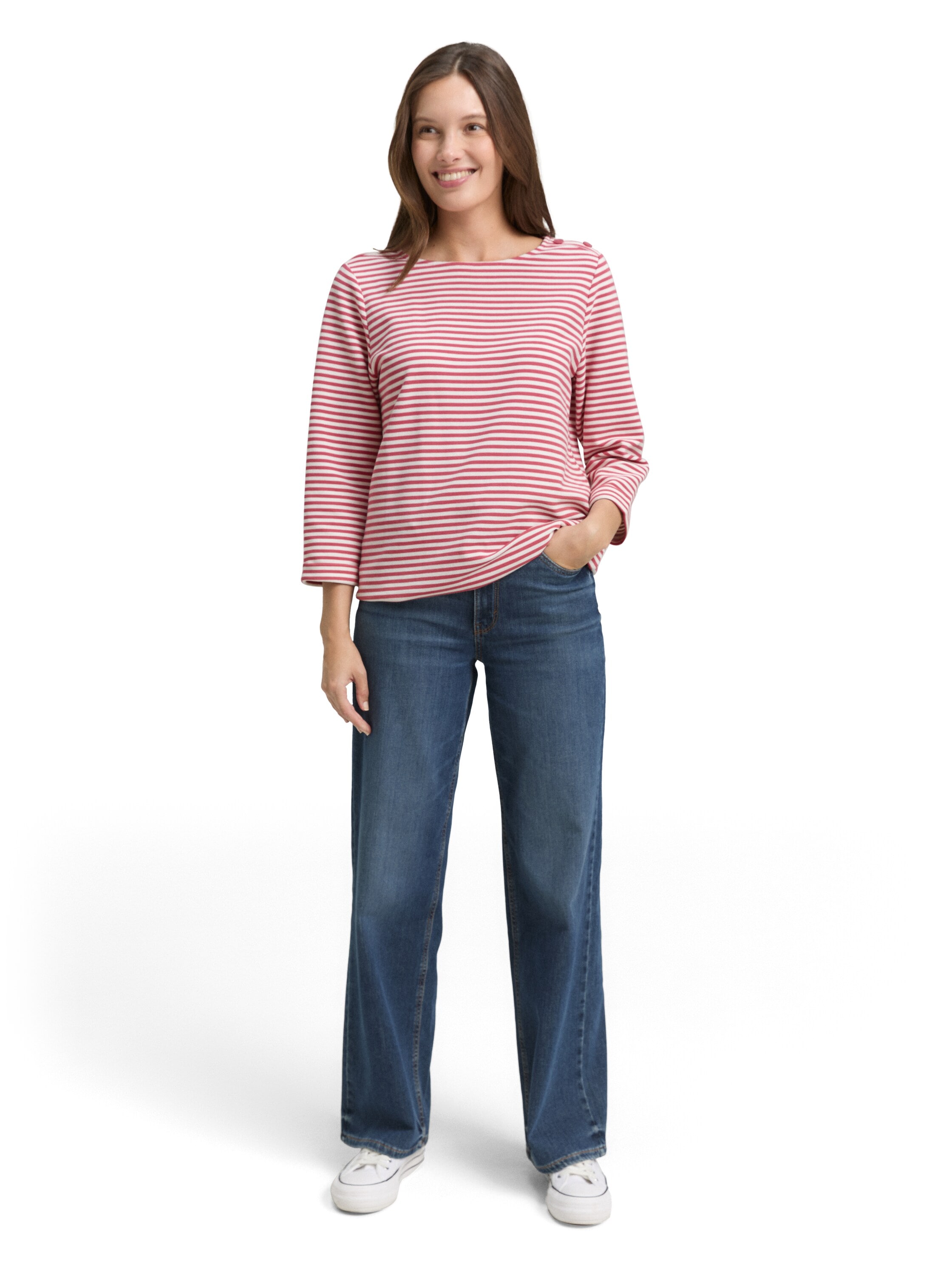 TOM TAILOR Langarmshirt »Loose« mit Knöpfen an der Schulter