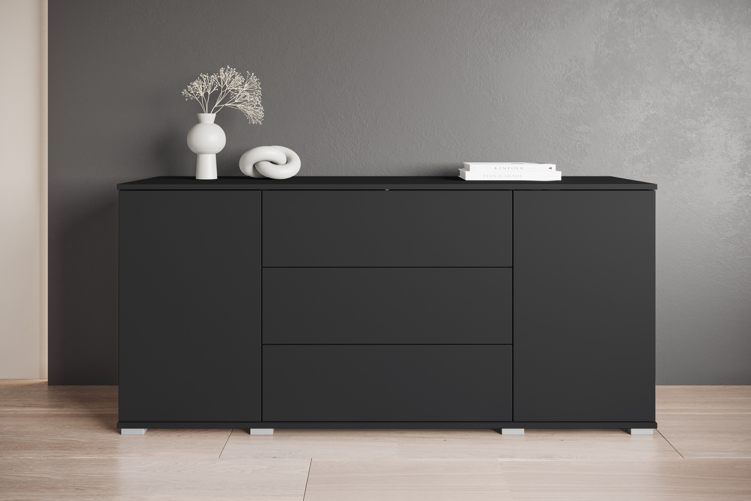 GOODproduct Buffet »Kenia, Kommode für das Schlafzimmer/Wohnzimmer« 1 cuis tlg. Modernes Sideboard mit 3 Schubladen und 4 Fächern,  Breite 150 cm
