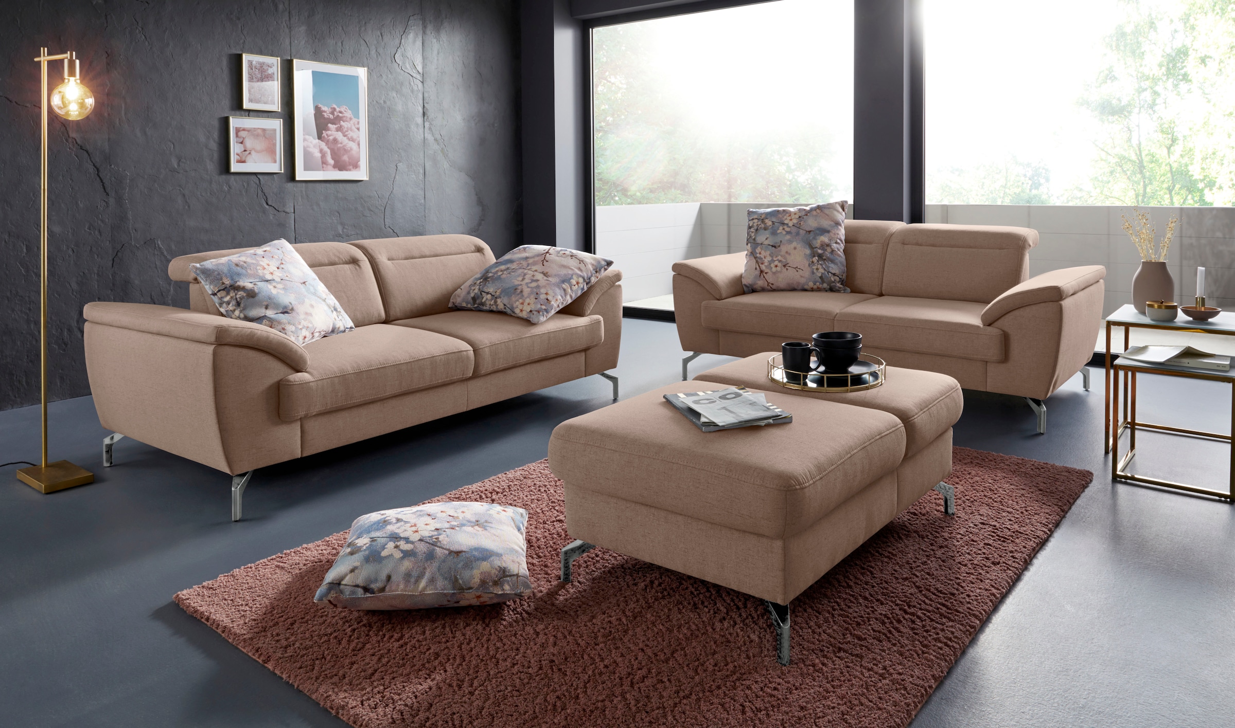 sit&more 2-places »Percy« 15 cm Fusshöhe, Sitztiefenverstellung, wahlweise Kopfteilverstellung