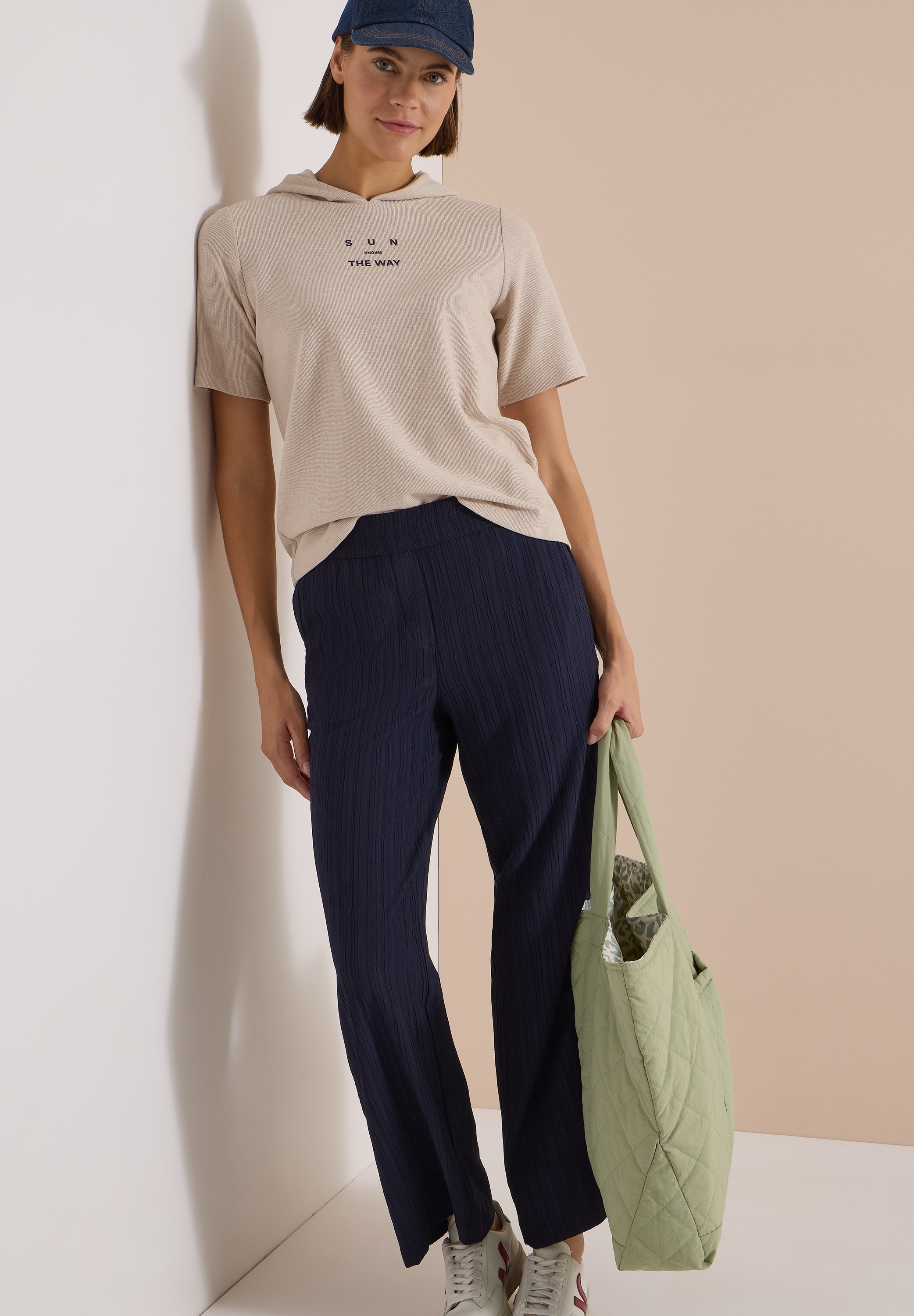 Cecil Pantalon en tissu »Style Neele«  Pantalon d'été en coupe ample avec rayures texturées
