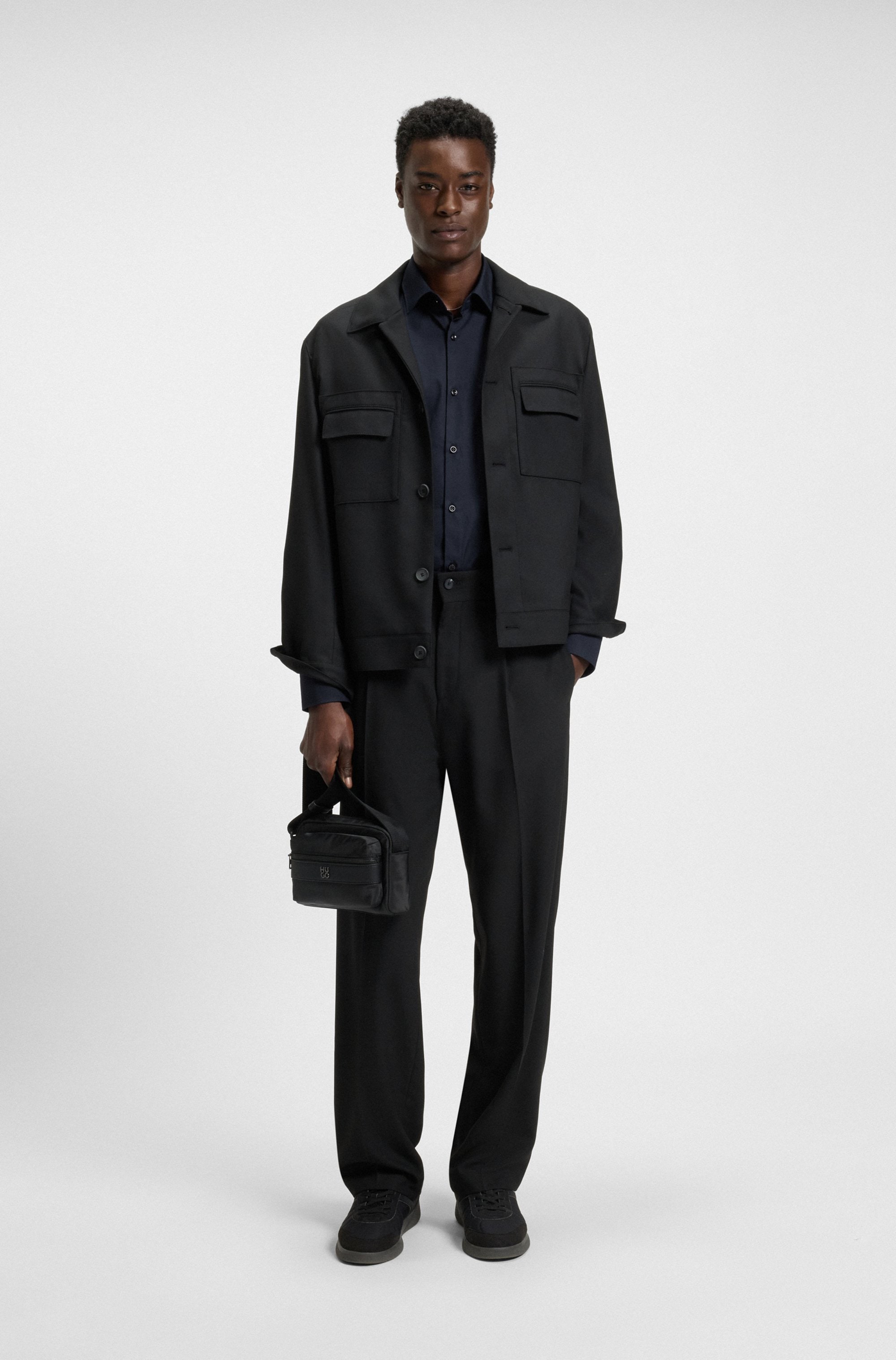 HUGO Langarmhemd »Kenno« Slim-Fit Hemd aus bügelleichter Baumwoll-Popeline